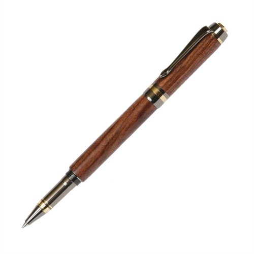 Lanier Pens Elite Rollerball Pen - Premium Gun Metal Finish - Exotic Tamboti Wood - Smooth Writing for Office, Business & Gift Giving