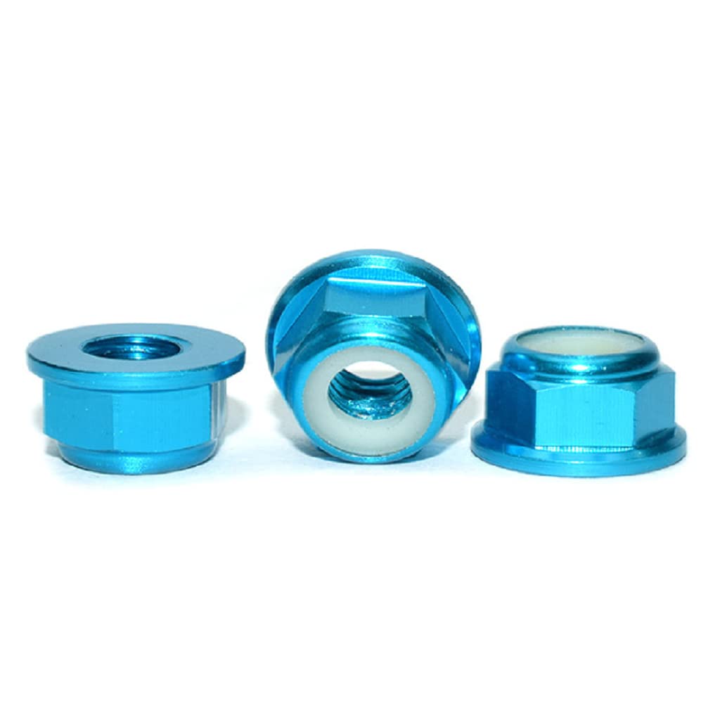 20pcs M3 Blue Flanged Nylon Lock Nuts - Self-Locking Aluminum Nylock Nuts for Electronics, Furniture & DIY Projects - Secure Fastening Solution for Vibrations & Loose Connections
