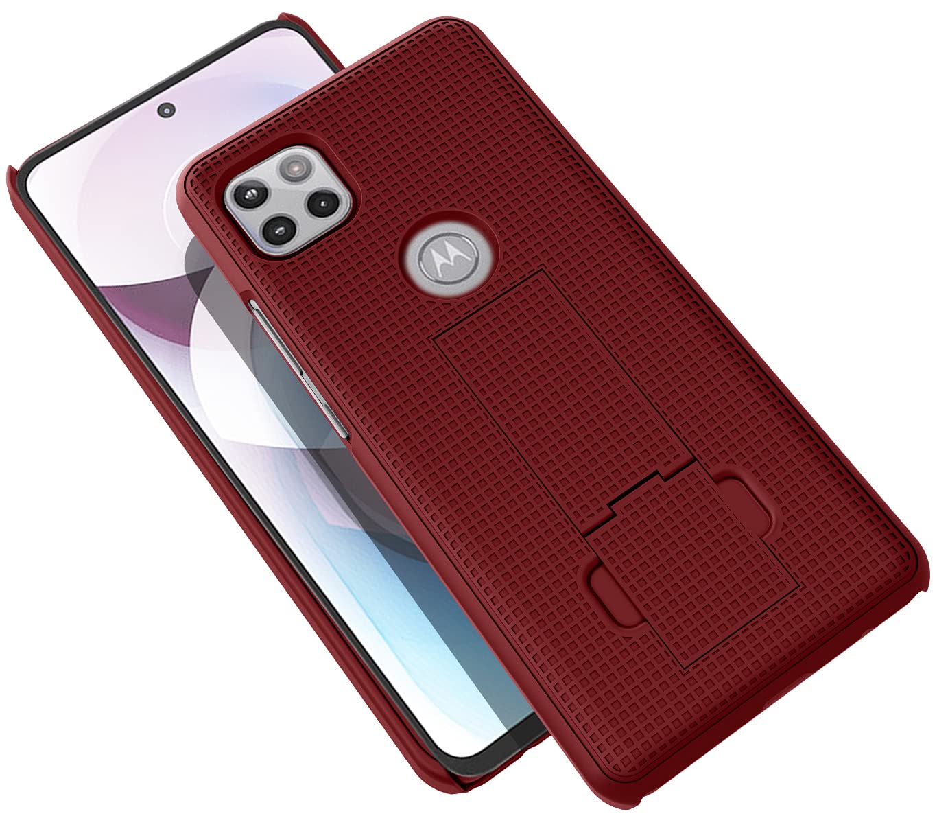 Motorola One 5G Ace Kickstand Case - Slim Hard Shell Phone Cover with Stand for Moto XT2113 (Red) - Perfect for Hands-Free Viewing, Video Calls & Gaming