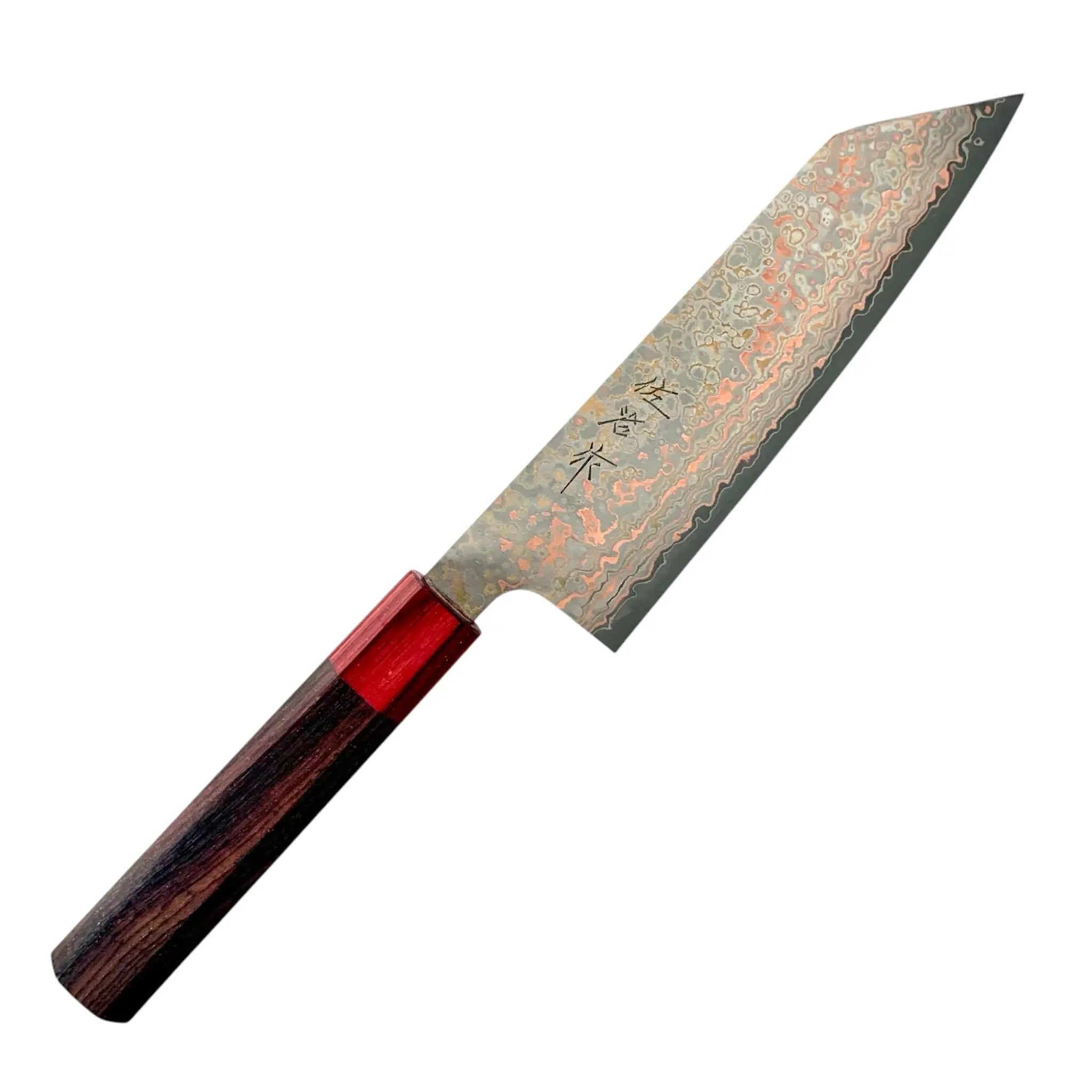 Takeshi Saji VG-10W Nashiji Rainbow Bunka Knife - Japanese Damascus Steel Chef's Knife for Sushi, Vegetables & Meat Cutting - Perfect for Home Kitchen & Professional Use