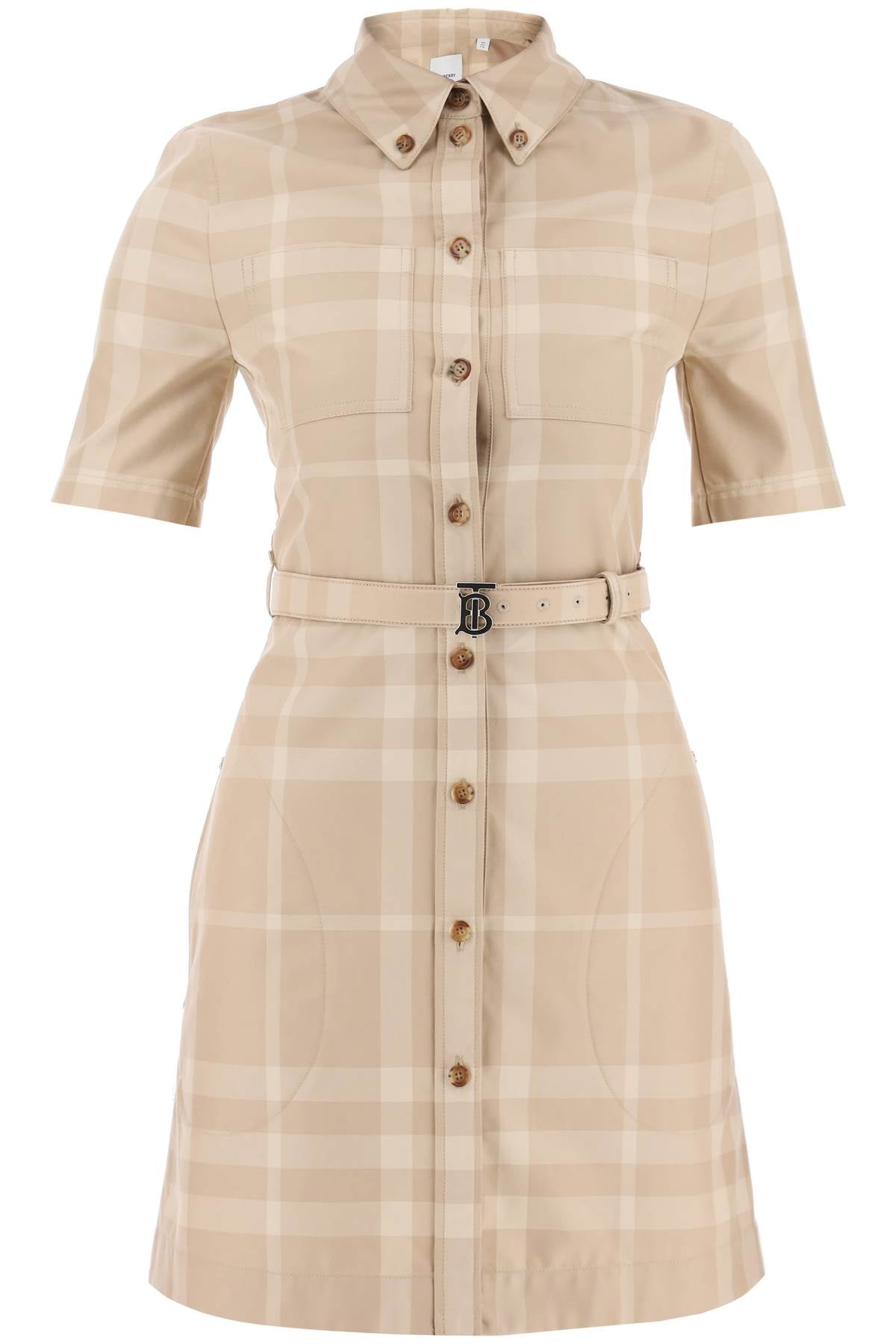 Burberry Tartan Gabardine Shirt Dress for Women - Classic Plaid Long Sleeve Button Down Dress for Office, Date Night & Fall Fashion