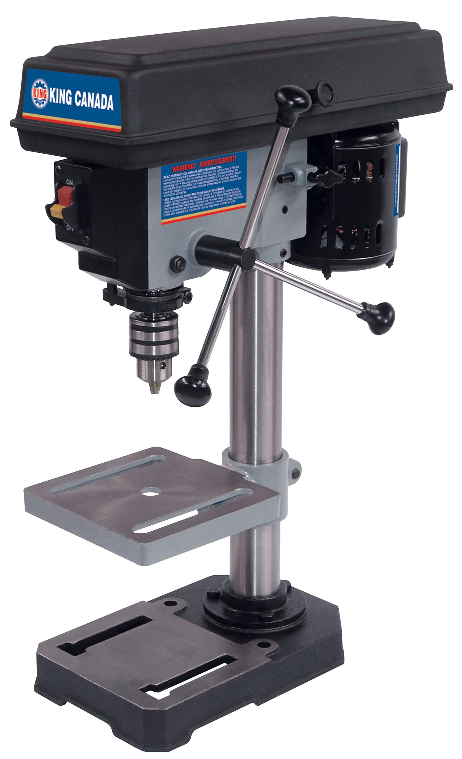 King Canada 8-Inch Bench Drill Press (KC-108N) - Heavy Duty Metal & Wood Drilling Machine for DIY Projects, Woodworking, and Home Workshops