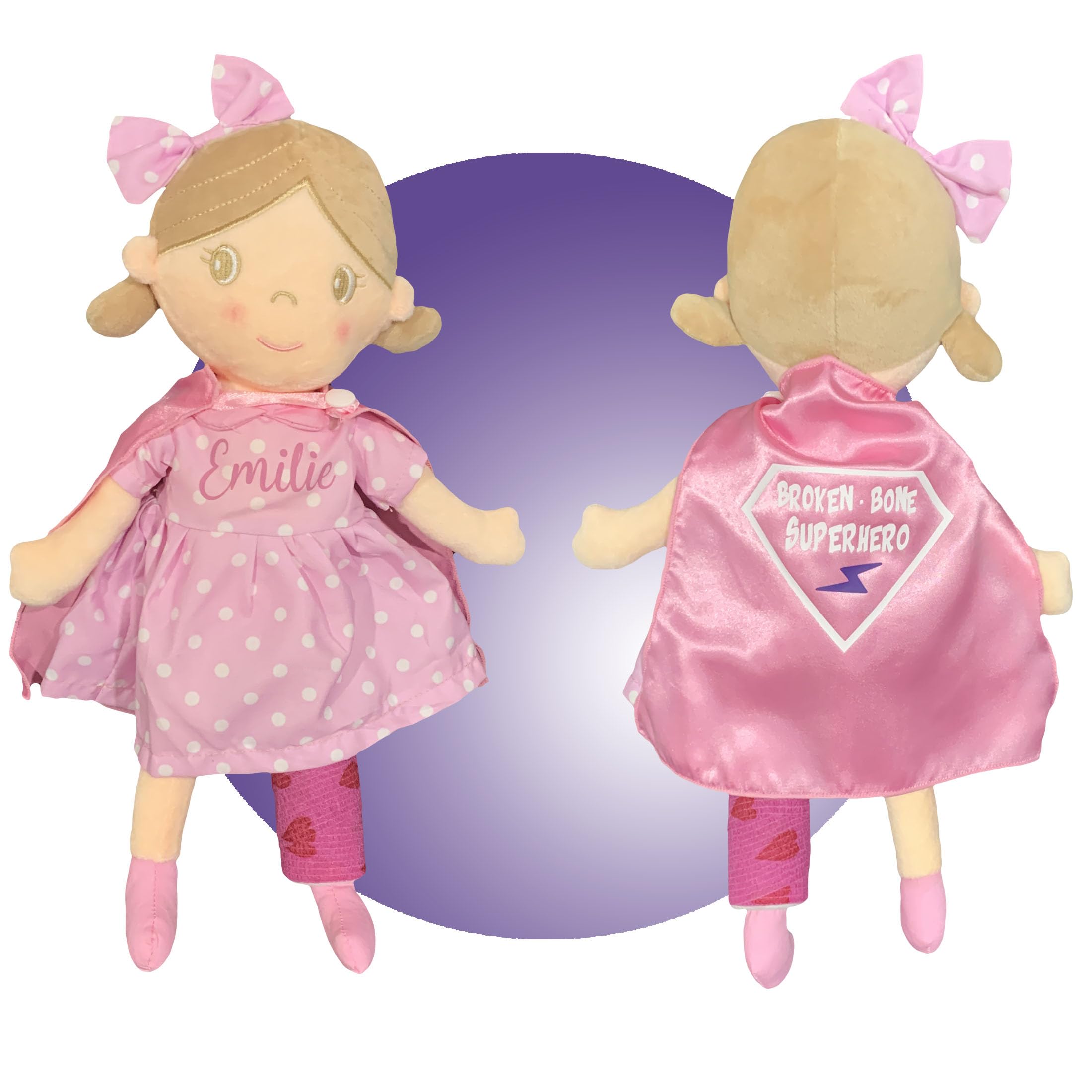 Handmade Personalized Doll with Broken Arm - Thoughtful Get Well Soon Gift for Kids & Girls - Broken Wrist or Leg Recovery Present - Perfect for Hospital Visits & Cheering Up Sick Children - Gift Wrapped by Kikilishop