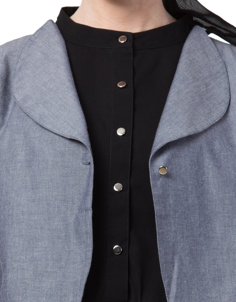 Premium Blue Arabic Extra Contrast Executive Abaya Jacket - Elegant Modest Wear for Work, Events & Special Occasions