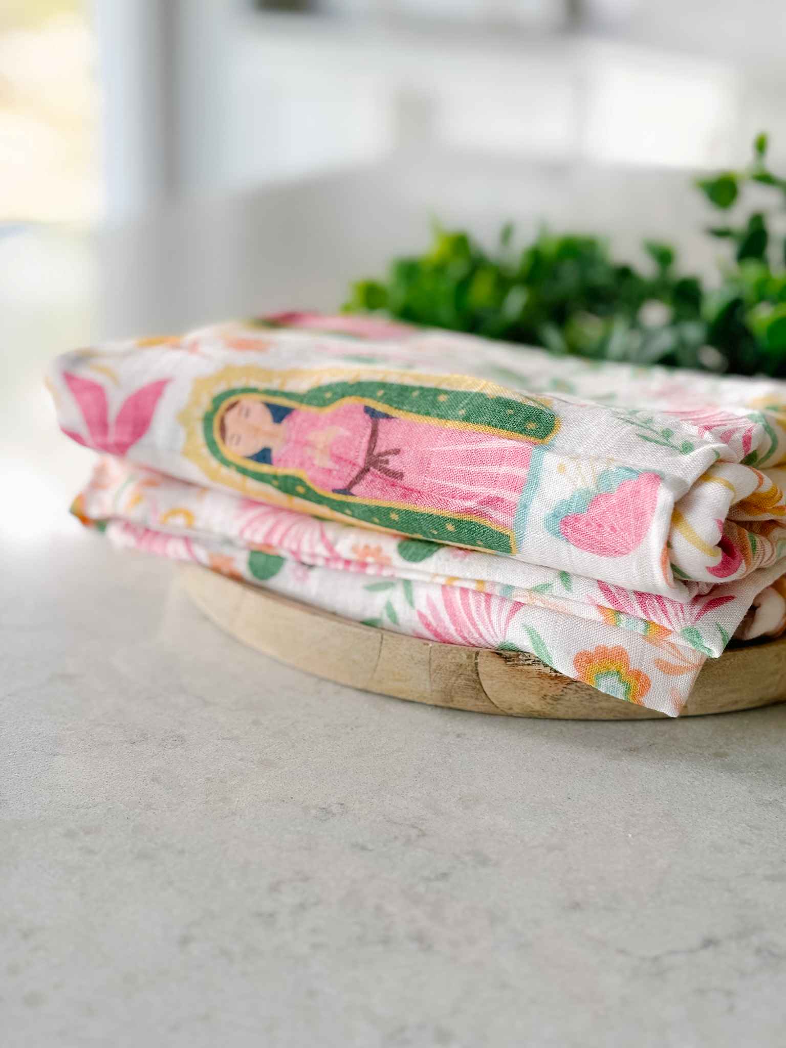Our Lady of Guadalupe Muslin Swaddle Blanket - Soft Baby Swaddling Wrap for Newborns - Perfect for Baptism, First Communion & Religious Celebrations