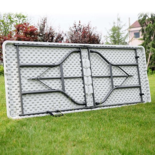 6' Folding Table - Portable Plastic Dining Table for Indoor & Outdoor Use | Picnic, Party, Camping, BBQ | Lightweight & Durable White Rectangle Table (6 Feet) - Perfect for Backyard Gatherings, Tailgating, and Home Events