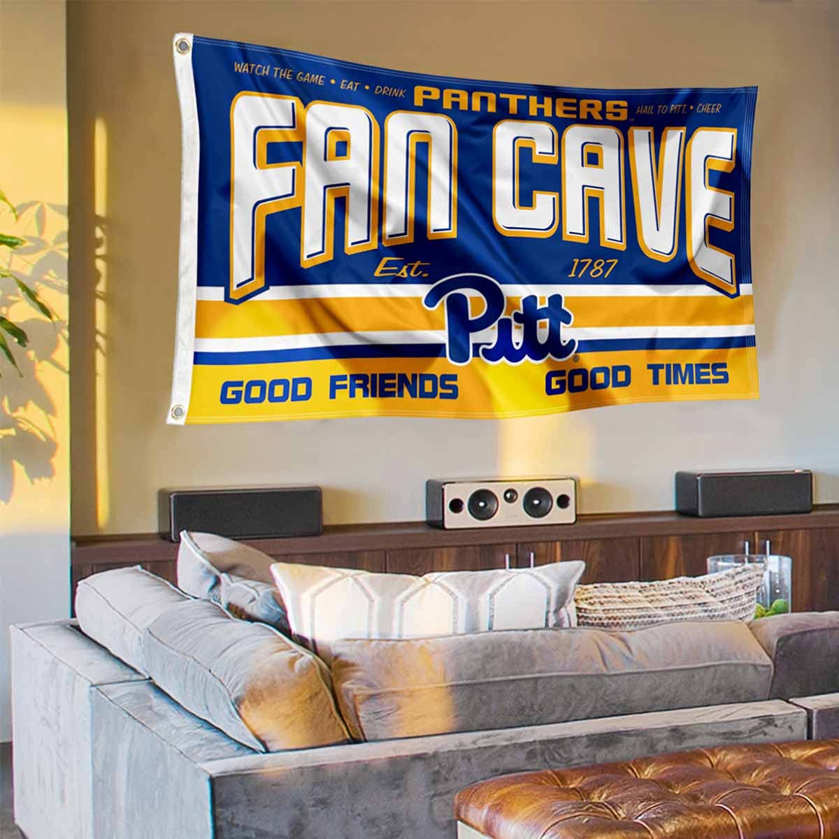 Pittsburgh Panthers Fan Man Cave Banner Flag - NCAA College Sports Team Decor for Game Room, Tailgating & Home Office