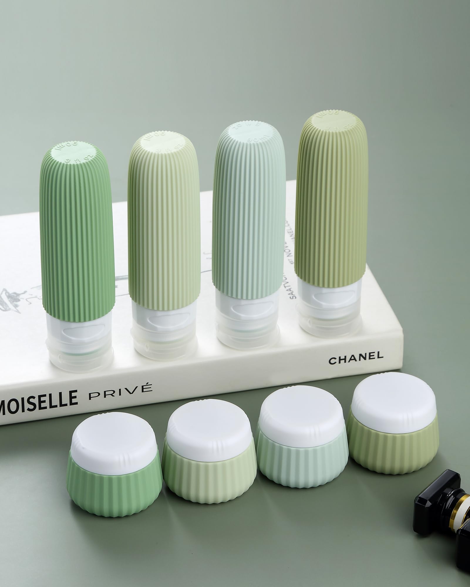 8 Pack TSA Approved Travel Bottles for Toiletries - 3oz Leak Proof Silicone Squeeze Bottles with Clear Bag | Perfect for Airplane Carry-On, Gym, Camping & Vacation Essentials
