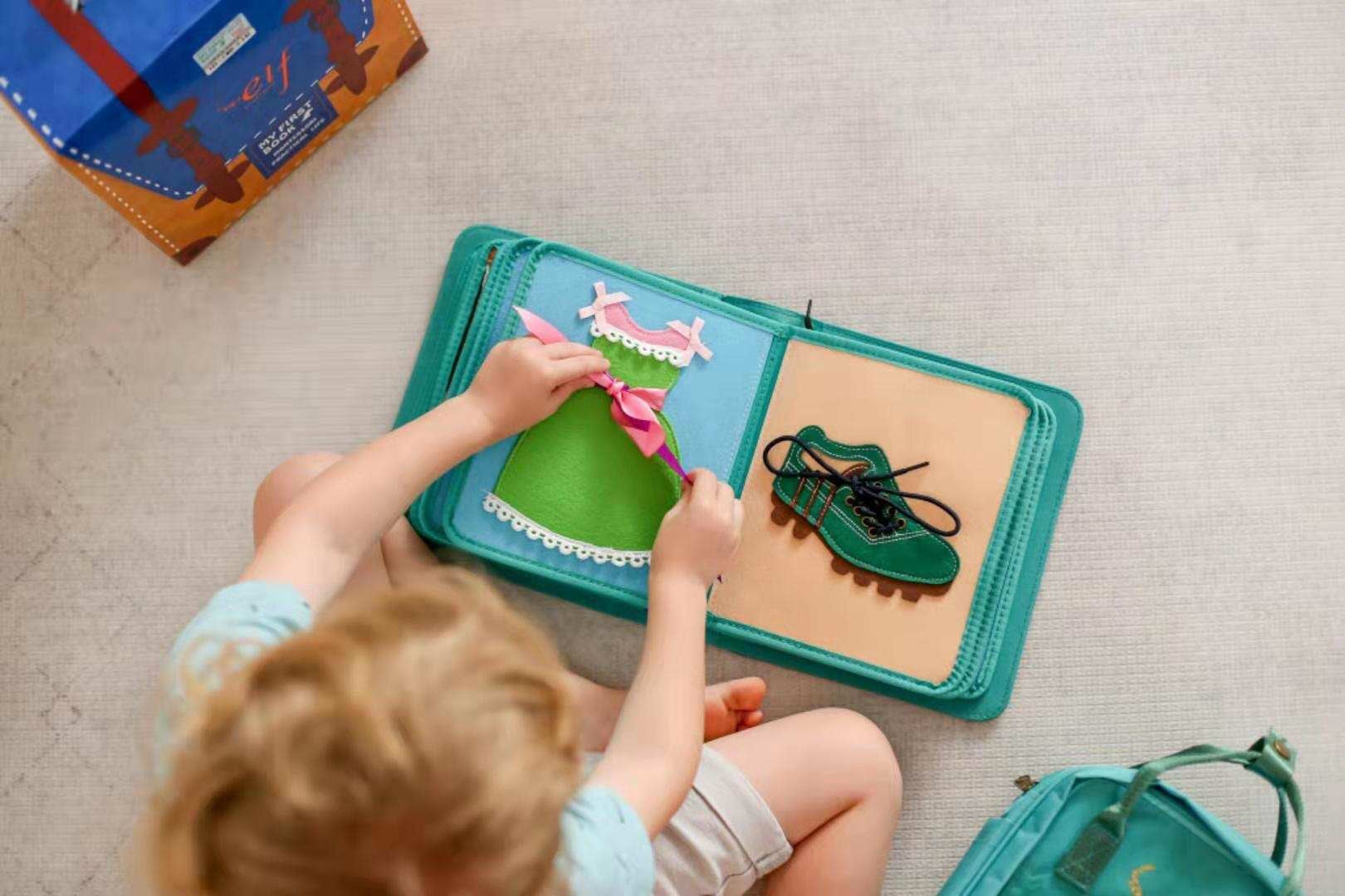 My First Book 2 - Montessori Dressing Frames for Toddlers Age 3+ | Preschool Learning Toys for Fine Motor Skills Development | Perfect for Homeschooling & Early Childhood Education