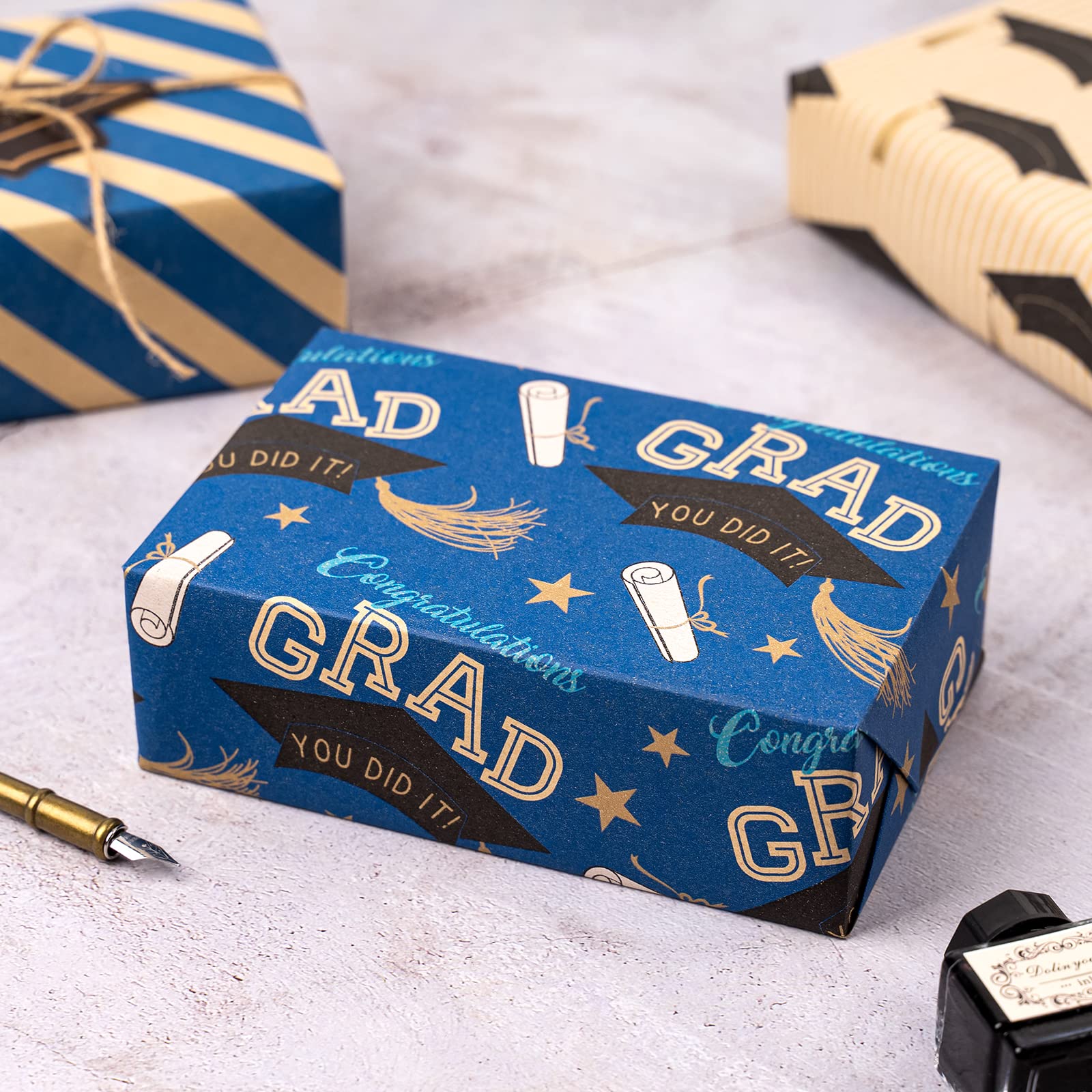 RUSPEPA Kraft Wrapping Paper Rolls - 17x10 Inch Mini Roll (4 Pack) - Eco-Friendly Gift Wrapping Paper for Graduation, Birthday & Party Decorations - Perfect for DIY Crafts, Scrapbooking & Present Wrapping