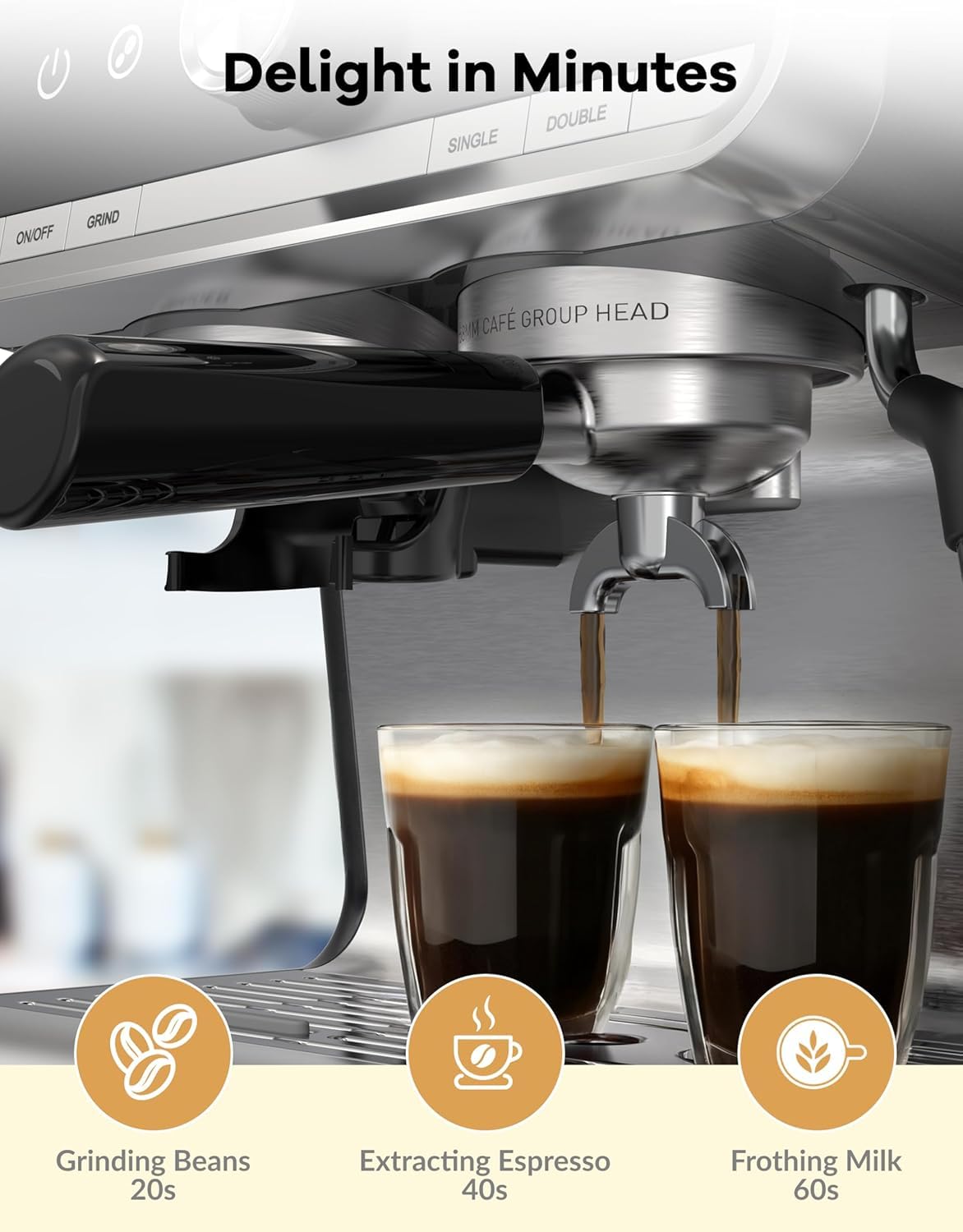 Premium 20 Bar Semi-Automatic Espresso Machine with Built-in Grinder & Milk Frother - 95oz Removable Water Tank - Professional Coffee Maker for Home Baristas & Coffee Lovers - Perfect for Kitchen, Office, and Cafe Use