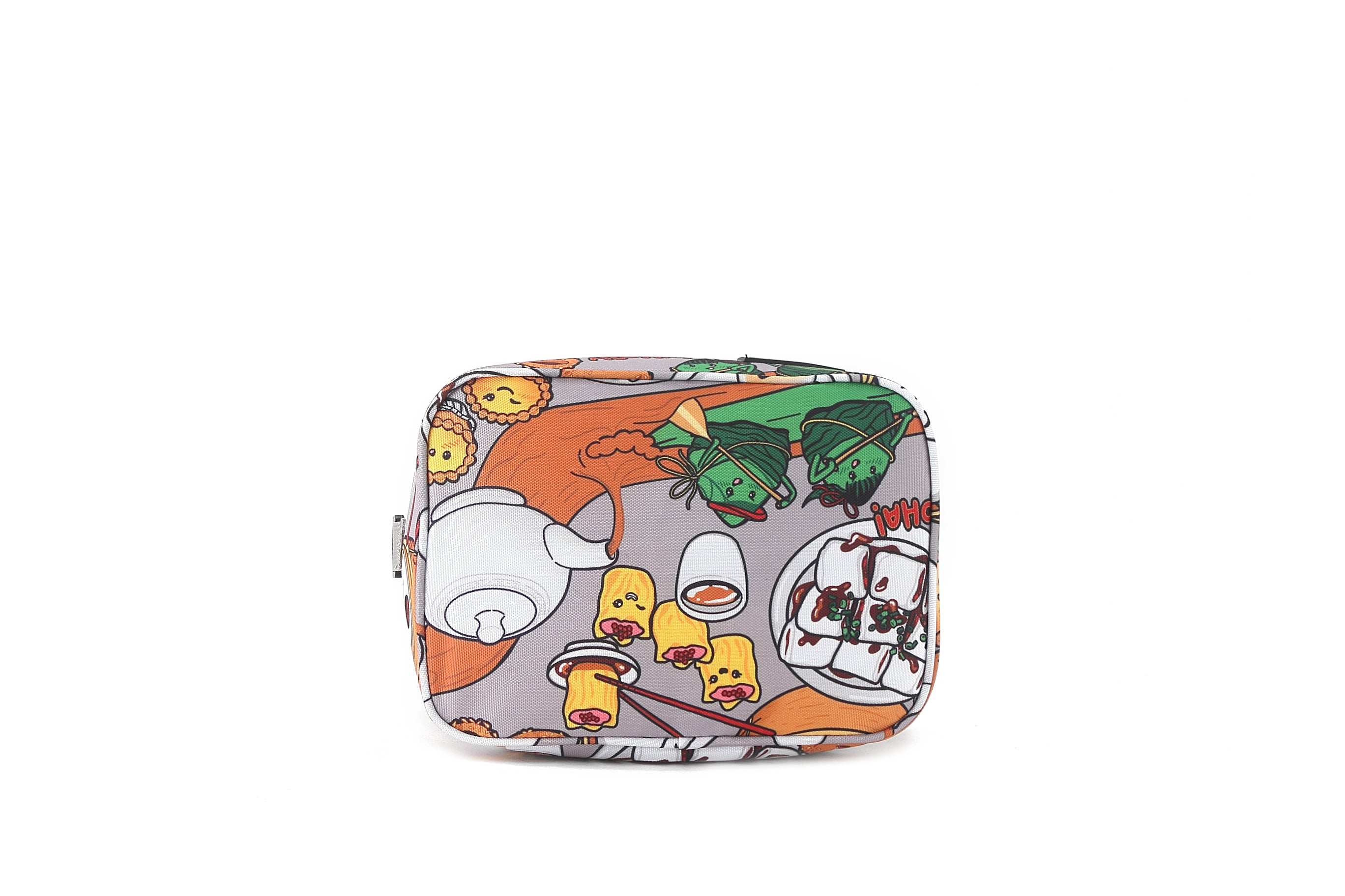 Small Insulated Cooler Tote Bag for Picnics, Beach & Lunch - Stylish Grey Dim Sum Design | Perfect for Outdoor Activities, Groceries & Food Storage