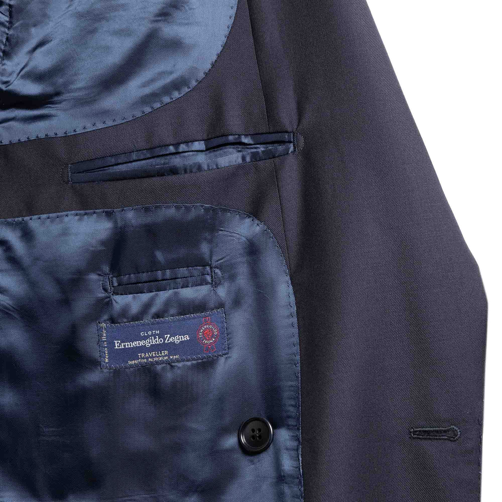 Ermenegildo Zegna Travel Fabric Twill Wool Blazer for Men - Navy Blue Slim Fit Business Suit Jacket | Perfect for Office Wear, Business Meetings & Formal Events