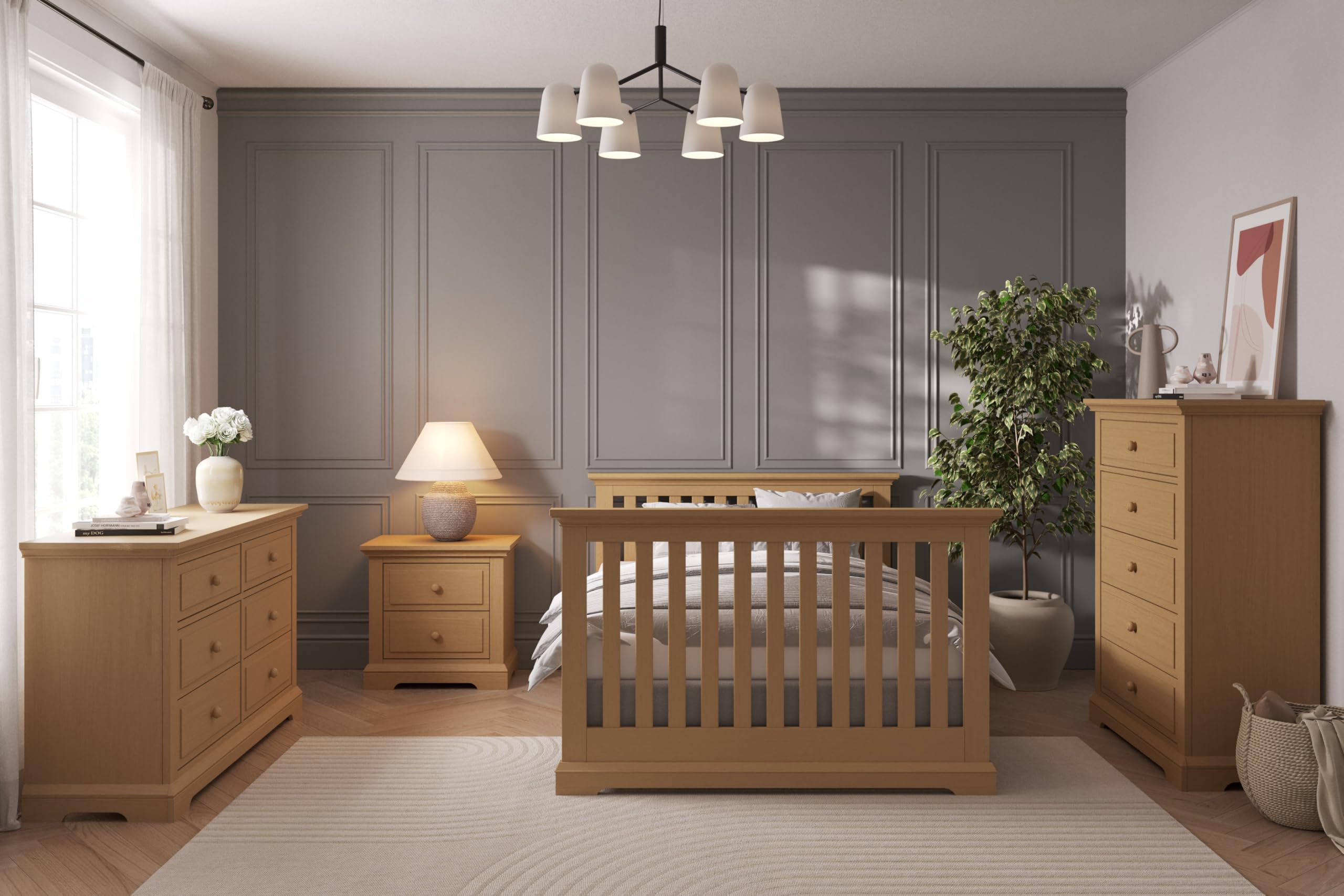 Child Craft Jordyn 2-Drawer Nightstand - Sturdy Pinewood Nursery & Bedroom Side Table with Large Storage Drawers, Non-Toxic Baby-Safe Finish (Biscotti) - Perfect for Baby Rooms, Kids' Bedrooms & Guest Rooms