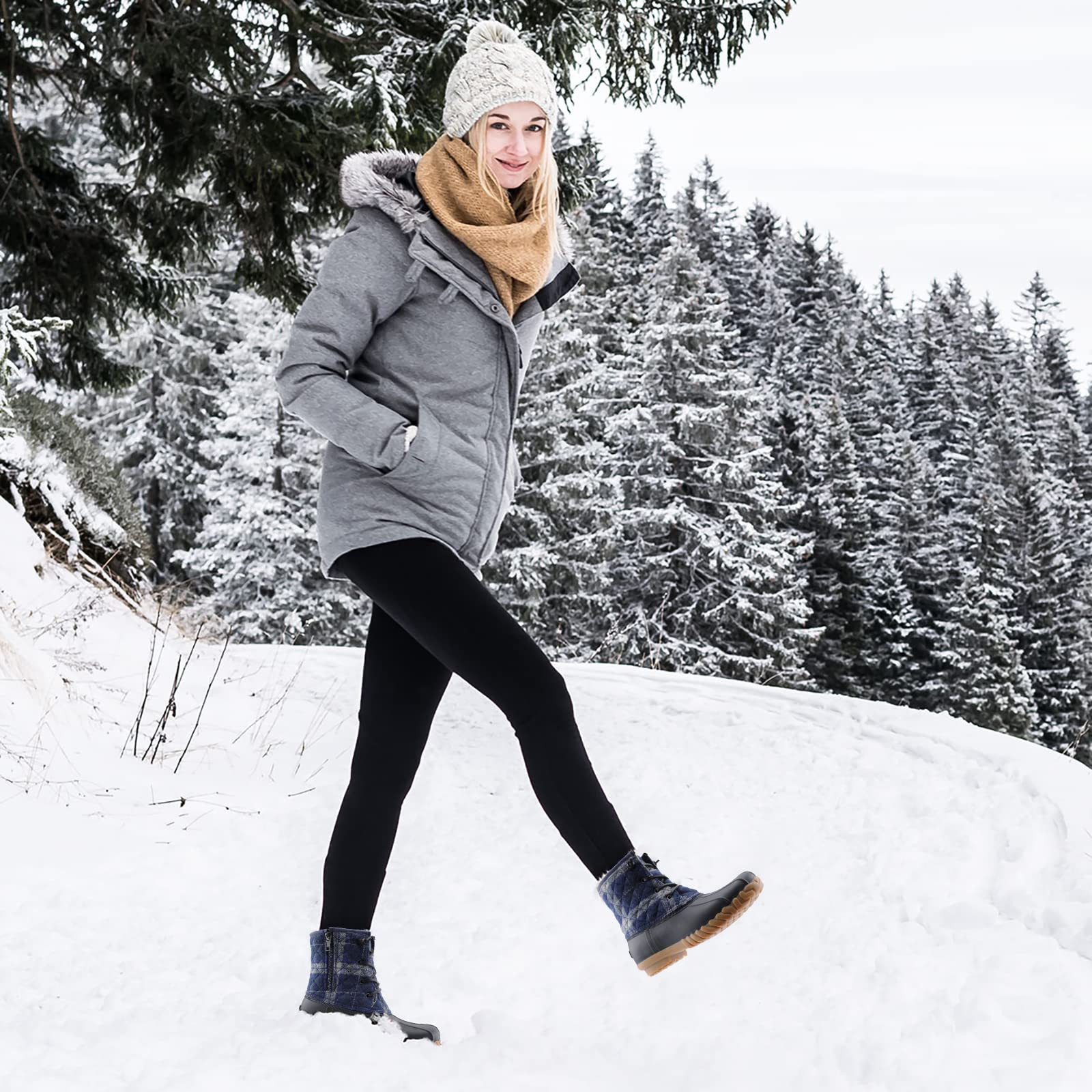 STQ Women's Waterproof Duck Boots - Quilted Winter Snow Boots for Cold Weather | Perfect for Hiking, Snowy Days & Outdoor Adventures