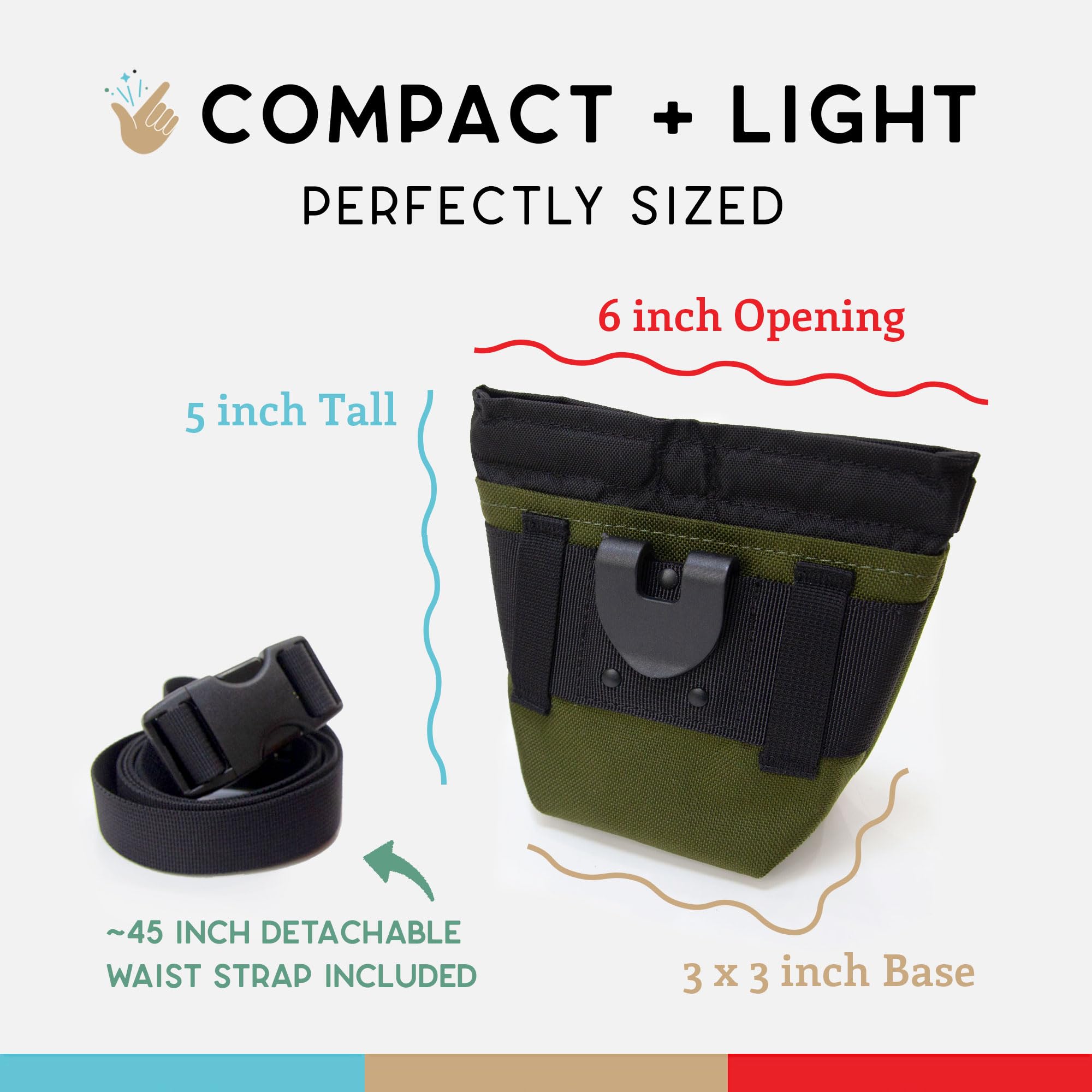 Premium Wildebeest Dog Treat Pouch - Magnetic Closure Training Bag with 2 Waterproof Compartments, Detachable Waist Strap & Belt Clip - Ideal for Dog Walking, Hiking, and Outdoor Adventures