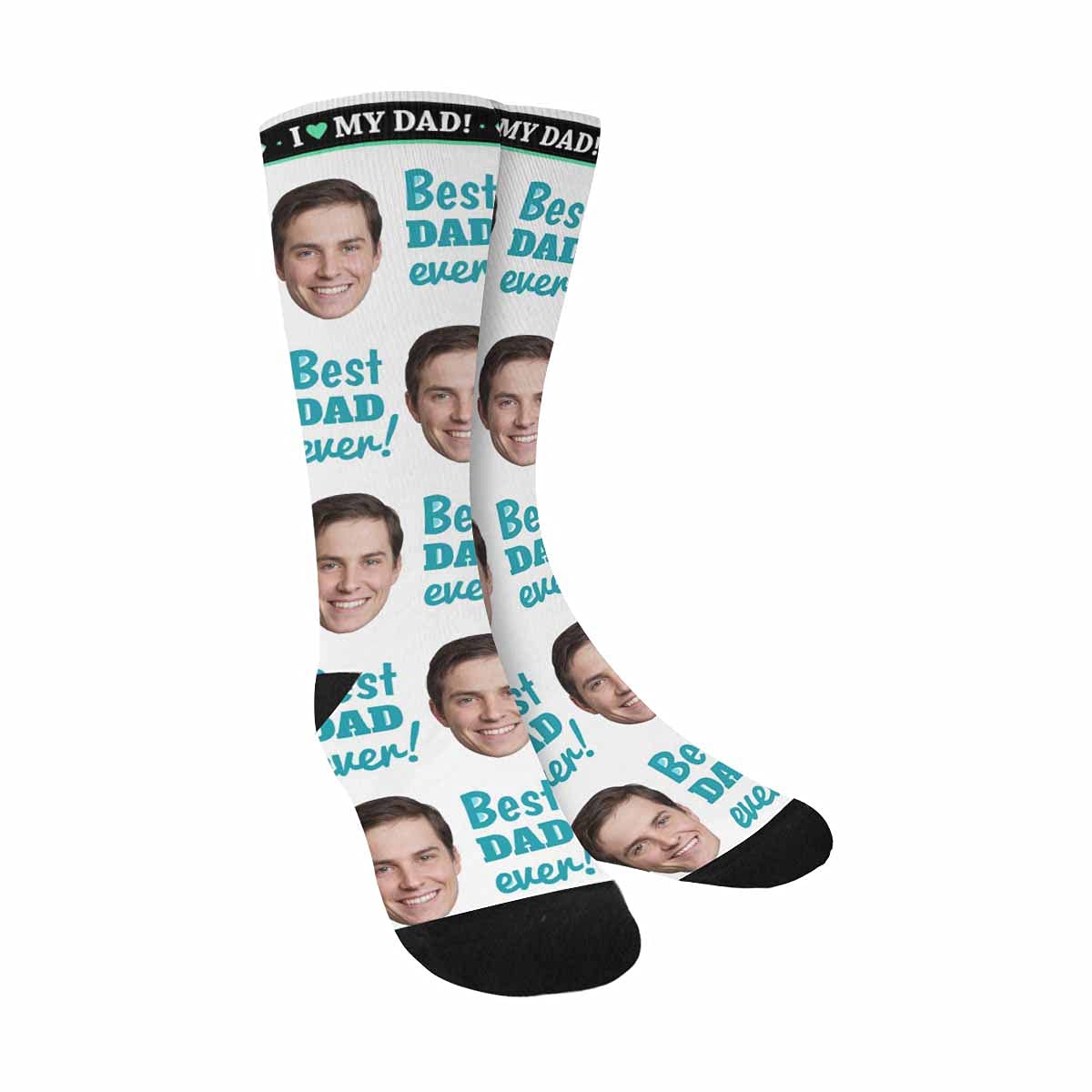Custom Face Socks for Men - Personalized Father's Day Gift with 'Best Dad Ever' Text - Funny Novelty Socks for Gifts, Holidays & Special Occasions