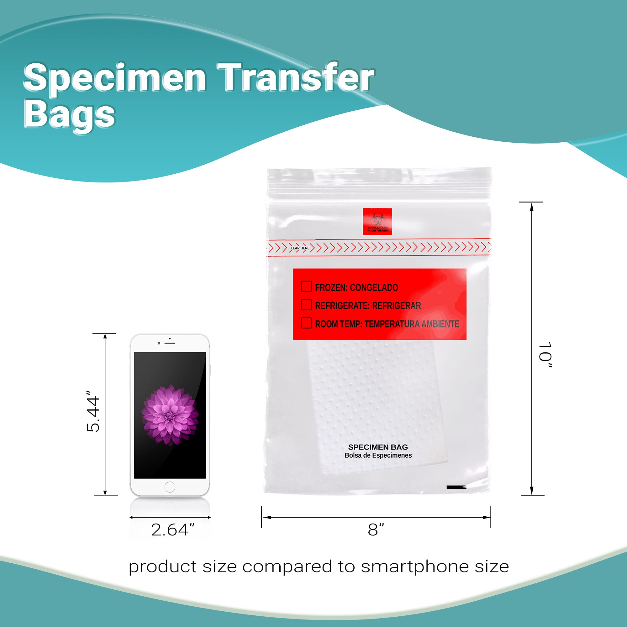 APQ 1000 Pack 8x10 Clear Plastic Specimen Transfer Bags - 1.75 Mil Low Density Polyethylene with Removable Biohazard Symbol | Medical Grade for Hospitals, Clinics & Laboratories | Ideal for Specimen Collection, Storage & Transport