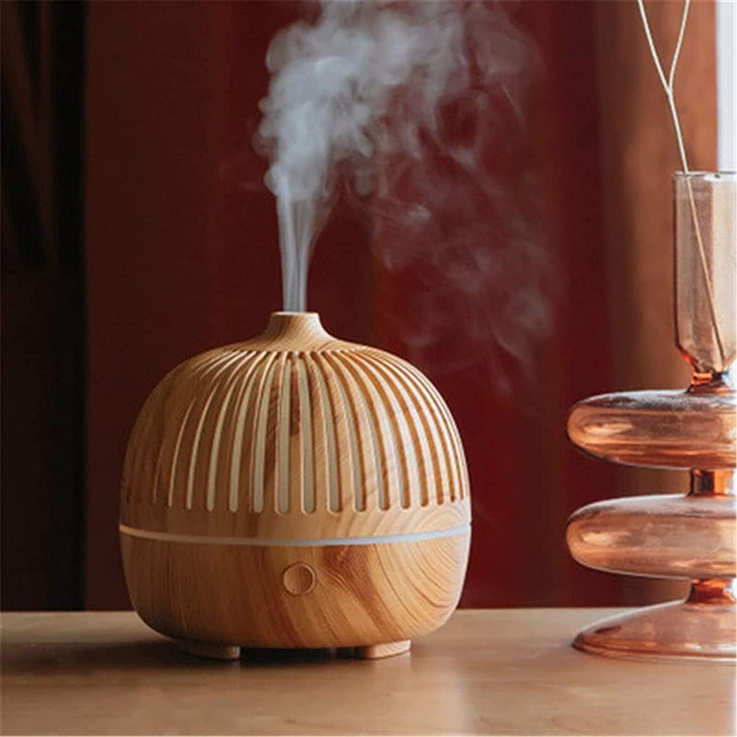 180ml Ultrasonic Wood Grain Essential Oil Diffuser & Humidifier - USB Aroma Mist Maker with LED Light (Black) for Home, Office, Yoga & Spa Relaxation