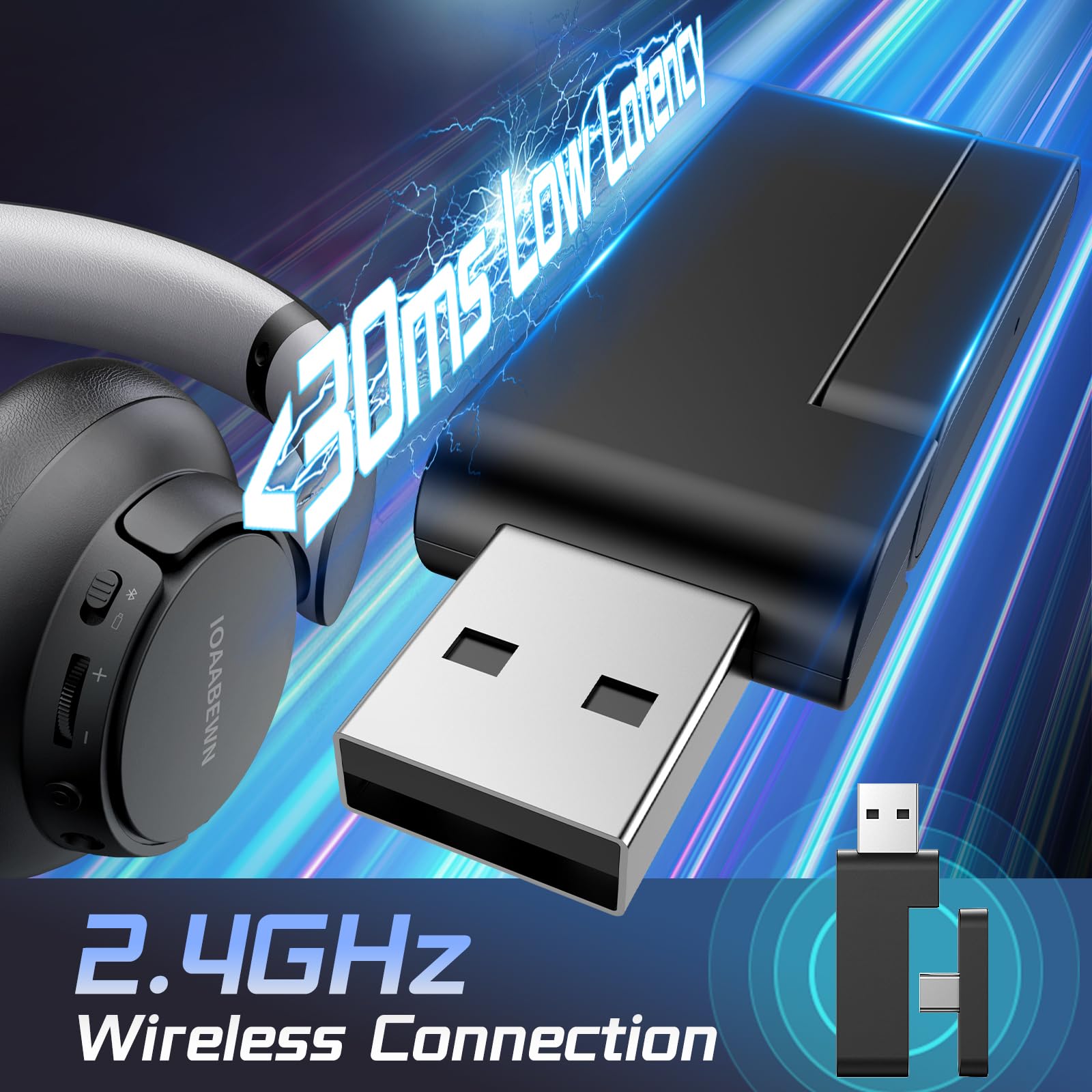 Wireless Gaming Headset for PS5, PS4, PC, Switch & Mobile - 2.4GHz Low Latency Bluetooth 5.3 Headphones with Microphone, 55H Battery Life (Grey) - Perfect for Gaming, Online Meetings & Remote Work