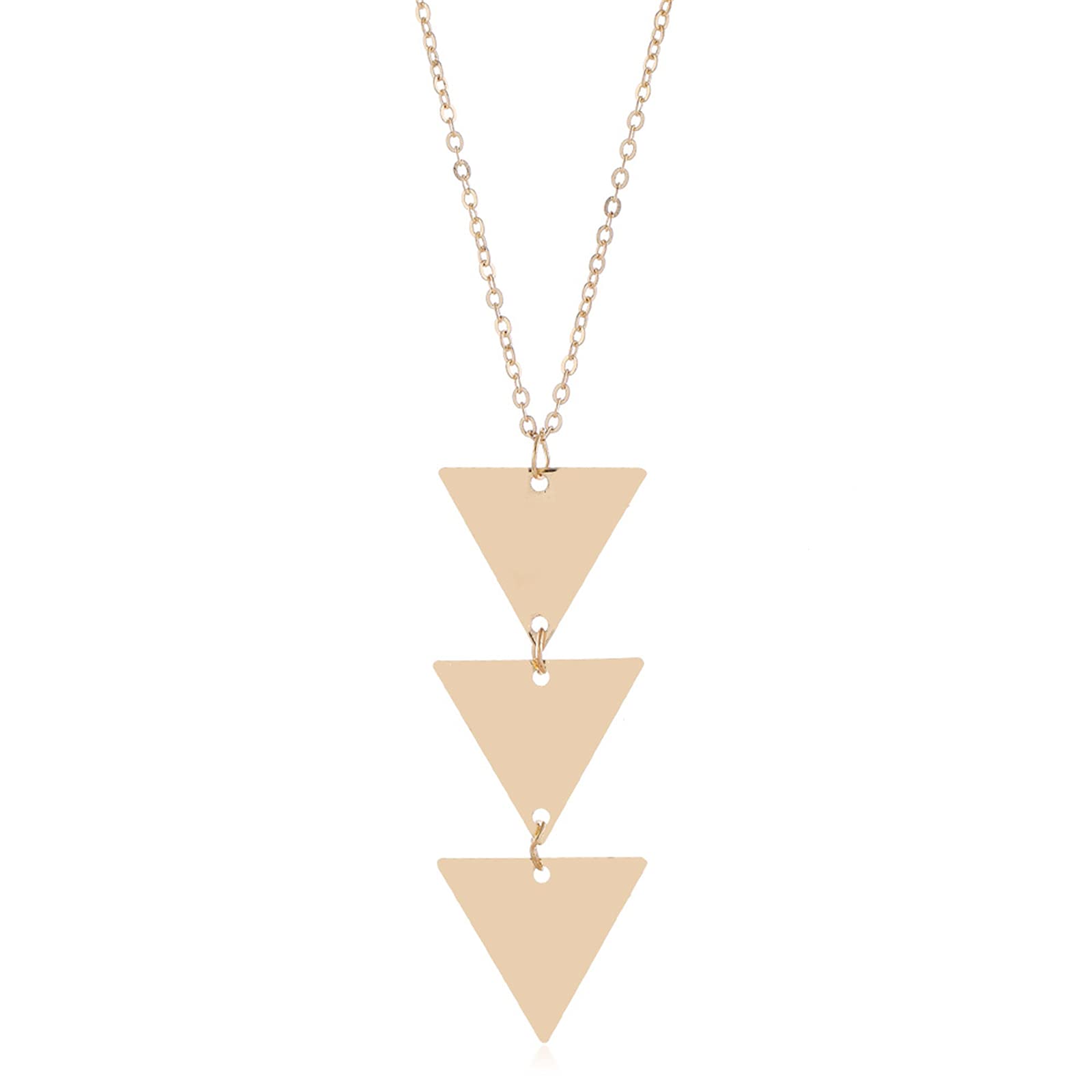 Long Chain Metal Bar Three Triangle Arrow Pendant Necklace for Women & Girls - Punk Geometric Sweater Jewelry - Perfect for Casual Outfits, Layering & Boho Style