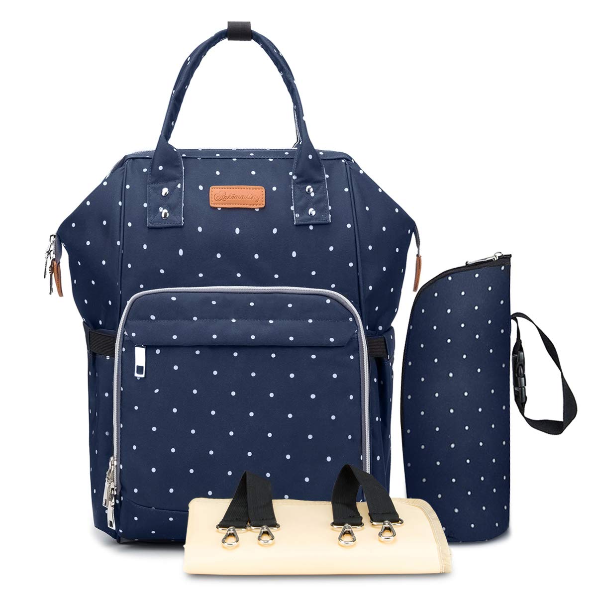 SONARIN Multifunctional Baby Changing Backpack - Waterproof Diaper Bag with Changing Pad, Large Capacity Travel Organizer for Parents | Stylish & Durable Nursery Essential | Perfect for Daycare, Travel & On-the-Go Parenting (Blue Polka Dot)