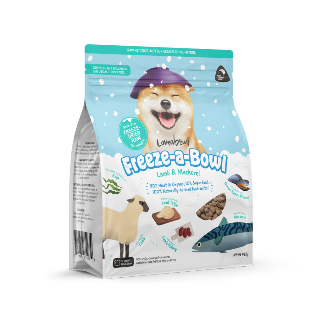 Freeze-Dried Dog Food - Loveabowl Natural Nutrient-Rich Superfood with Real Meat, 425g | High-Protein Meal for Active Dogs, Puppies & Senior Pets | Perfect for Travel, Hiking & Daily Feeding