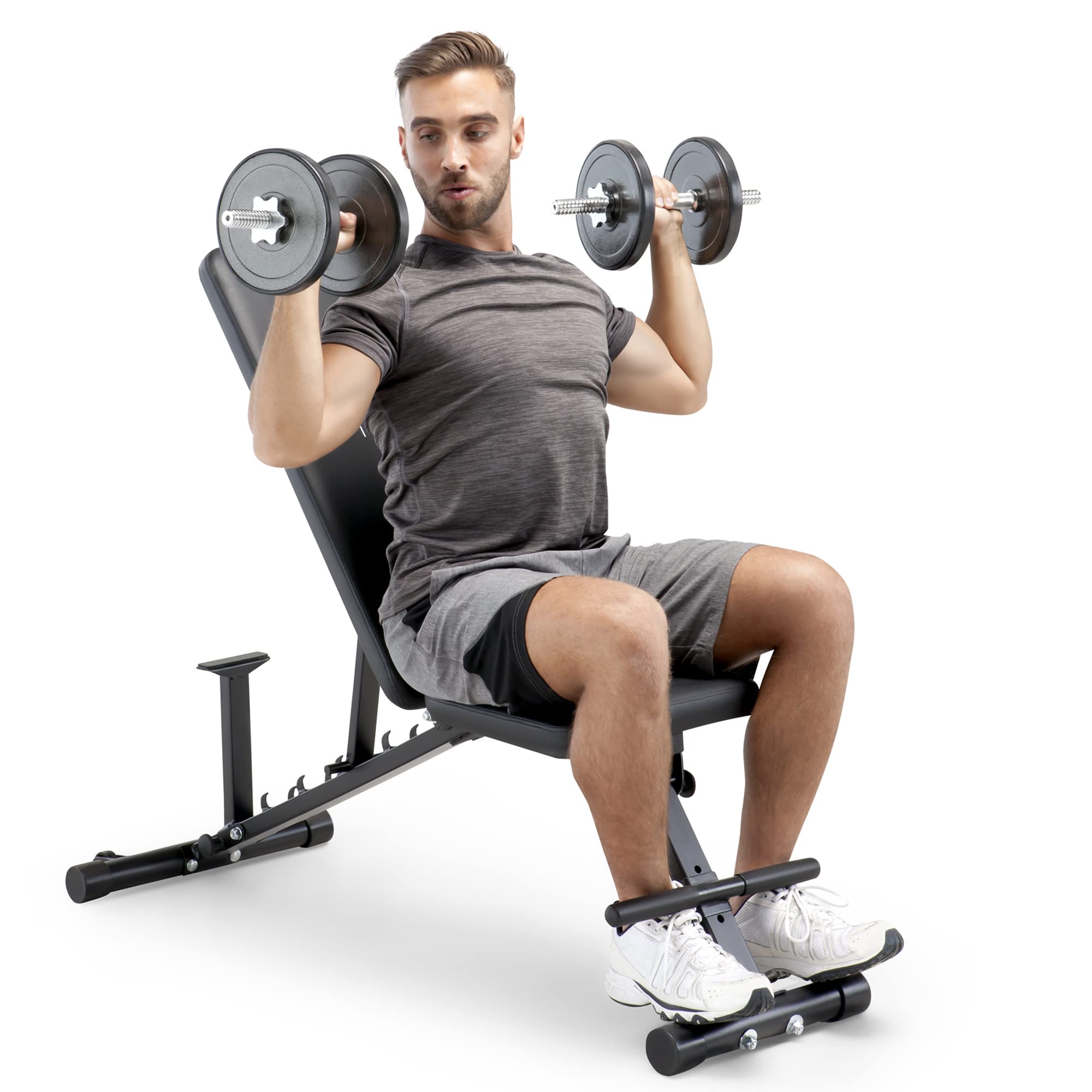 Circuit Fitness Adjustable Utility Weight Bench - 6-Position Adjustable Workout Bench for Home Gym, Strength Training & Full-Body Exercises - Perfect for Dumbbell Press, Sit-Ups & Strength Building