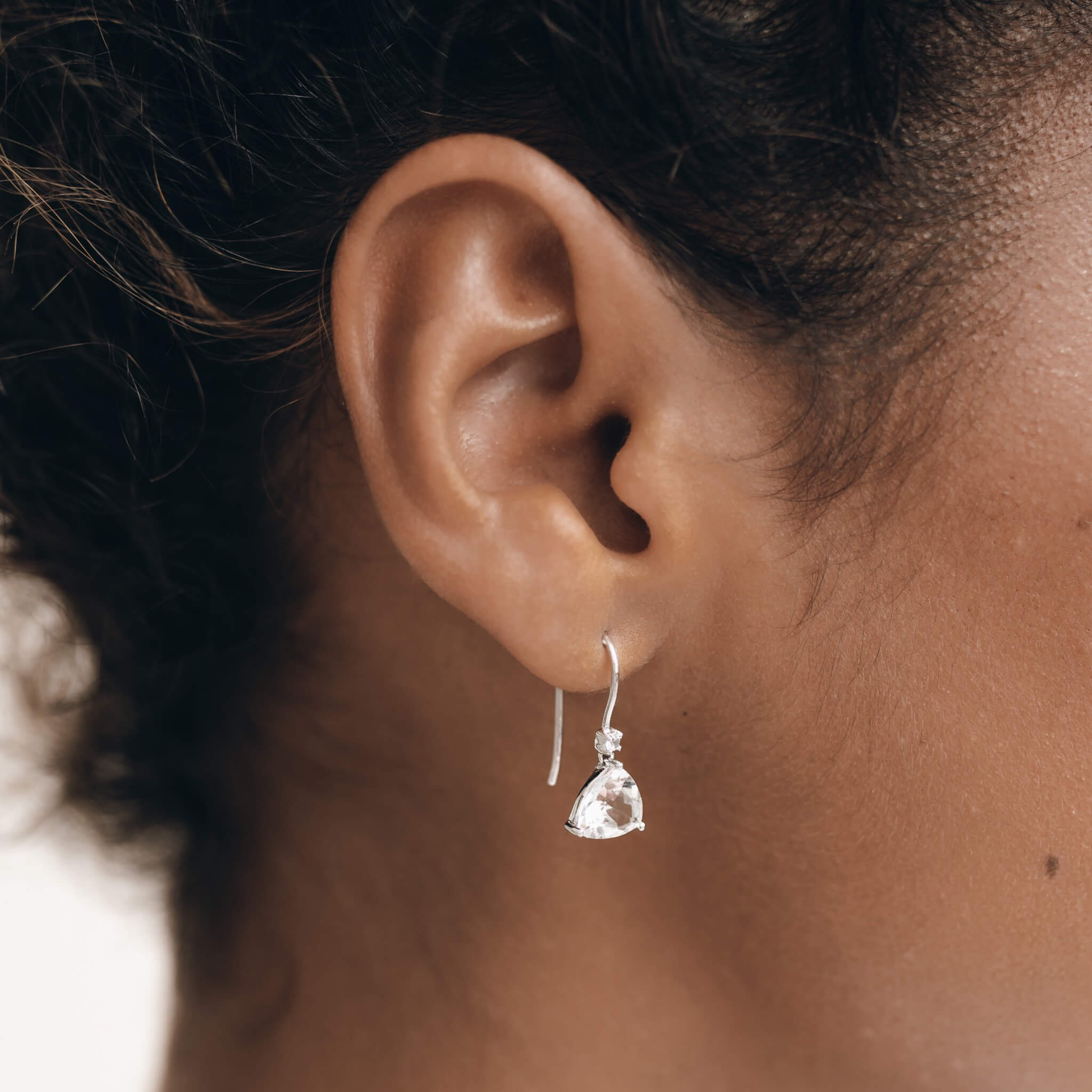 Trillion Cut White Topaz Silver Earrings for Women – Elegant Jewelry for Parties, Weddings & Everyday Wear