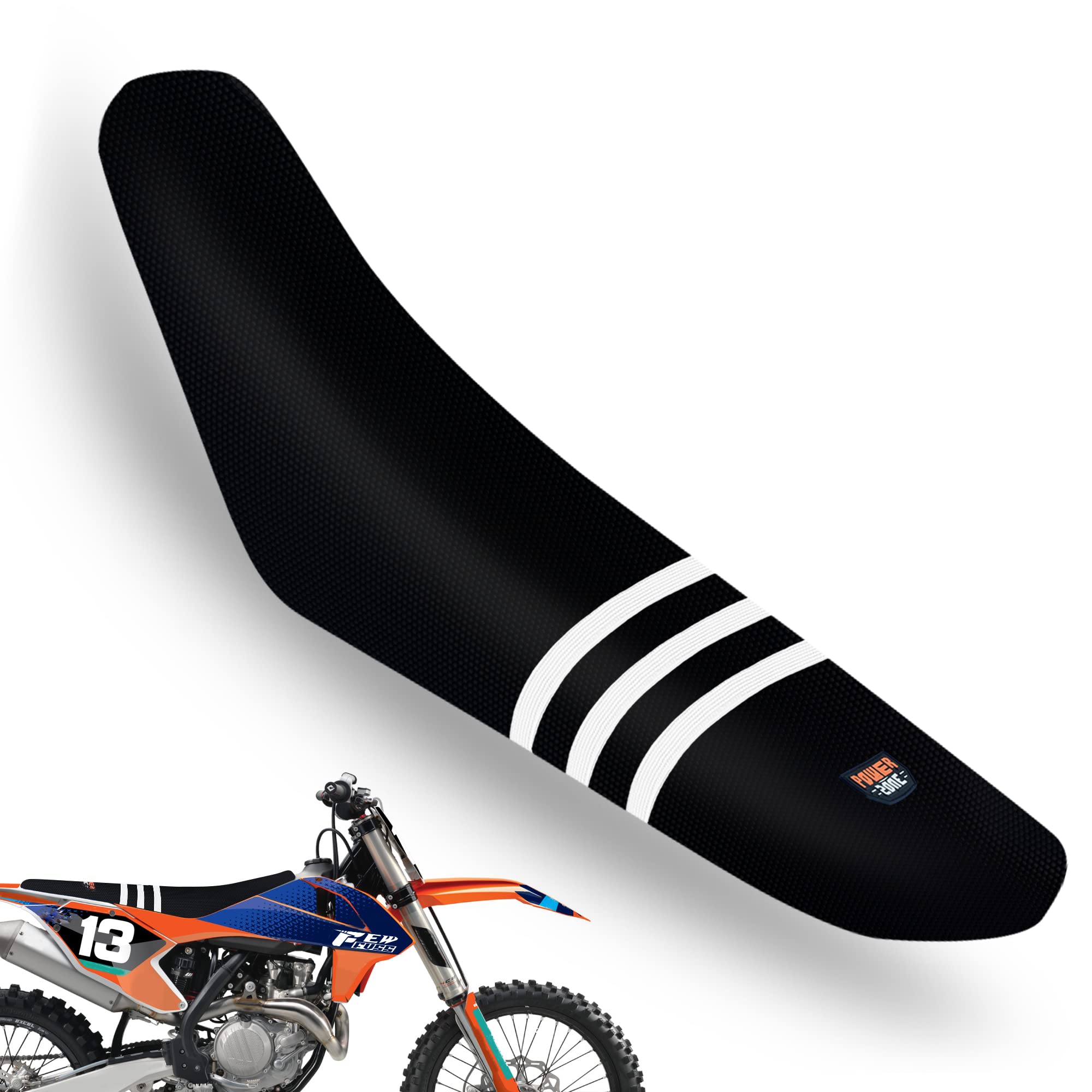 Non-Slip Dirt Bike Seat Cover - Universal Motorcycle Seat Cover for Motocross & Enduro - Black & White Grip Design - Perfect for Off-Road Racing & Trail Riding