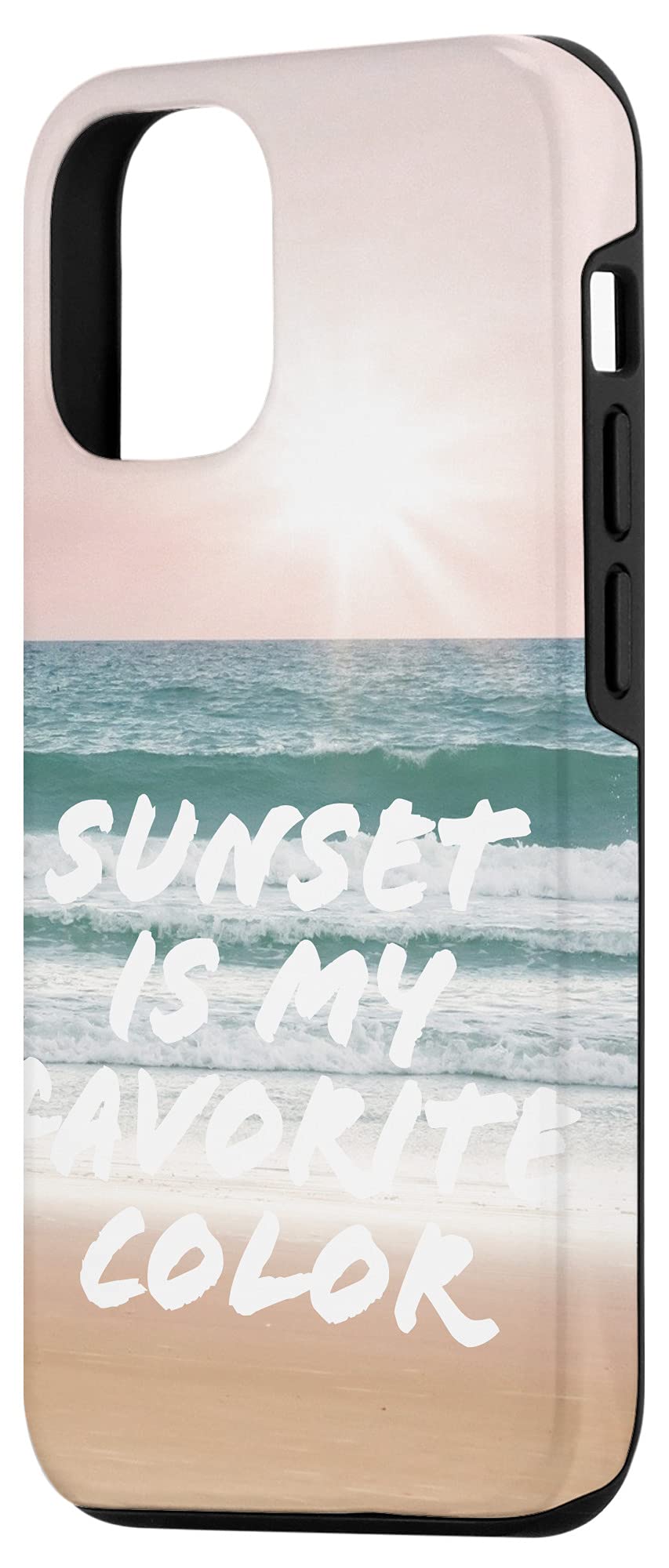 iPhone 12/12 Pro Case - Sunset Beach Waves Design with Pink Sky Dusk Pattern | Slim Protective Cover for Daily Use, Travel & Outdoor Activities