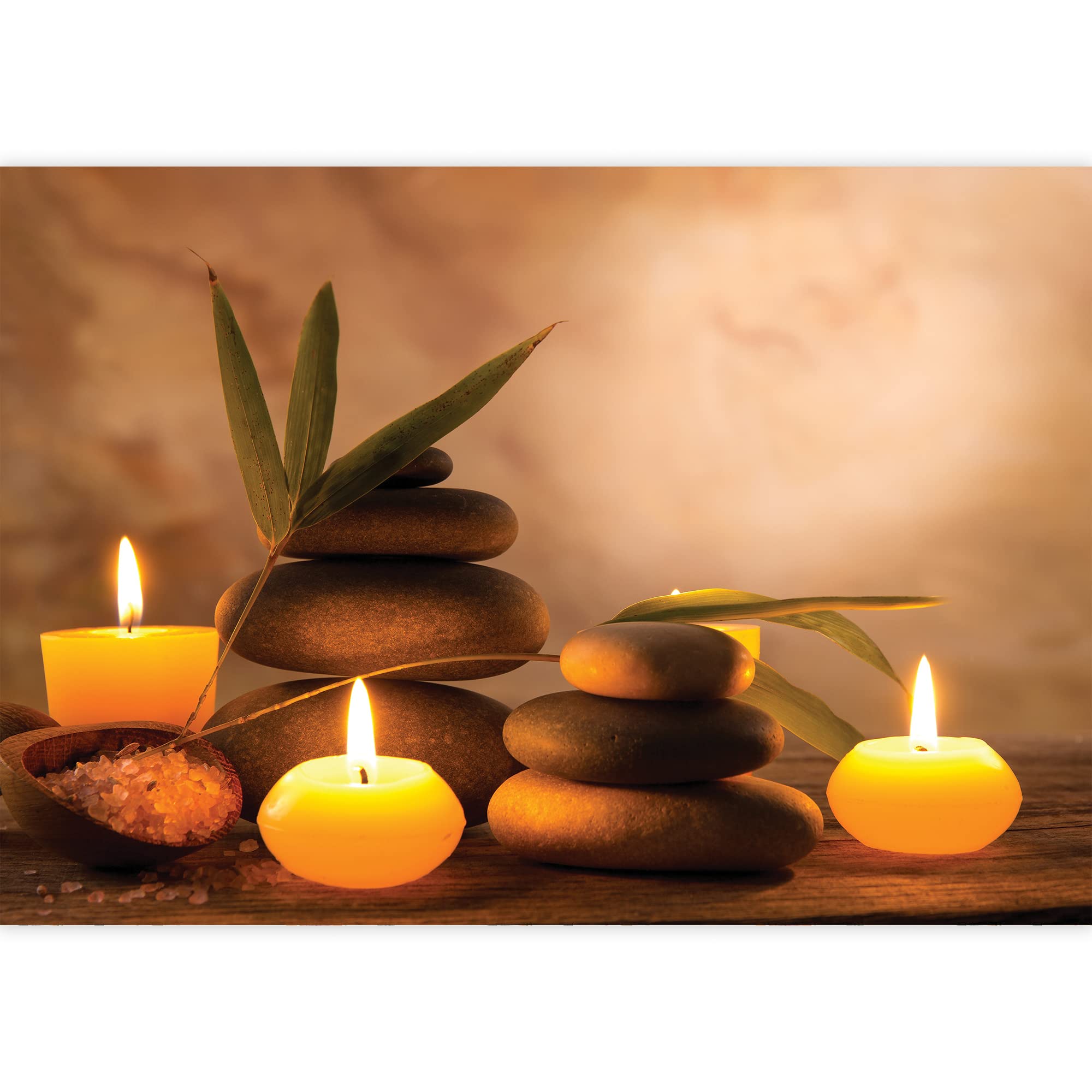 Wall26 Zen Wall Mural - Rocks Surrounded by Candles & Branches, Removable Peel & Stick Wallpaper, Home Decor (100x144 inches) - Perfect for Meditation Rooms, Yoga Studios & Spa Decor