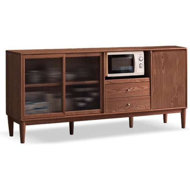 Solid Oak Wood Sideboard Buffet Cabinet - Multi-Functional Storage for Dining Room, Living Room & Entryway - Rustic Farmhouse Style Furniture for Home Decor