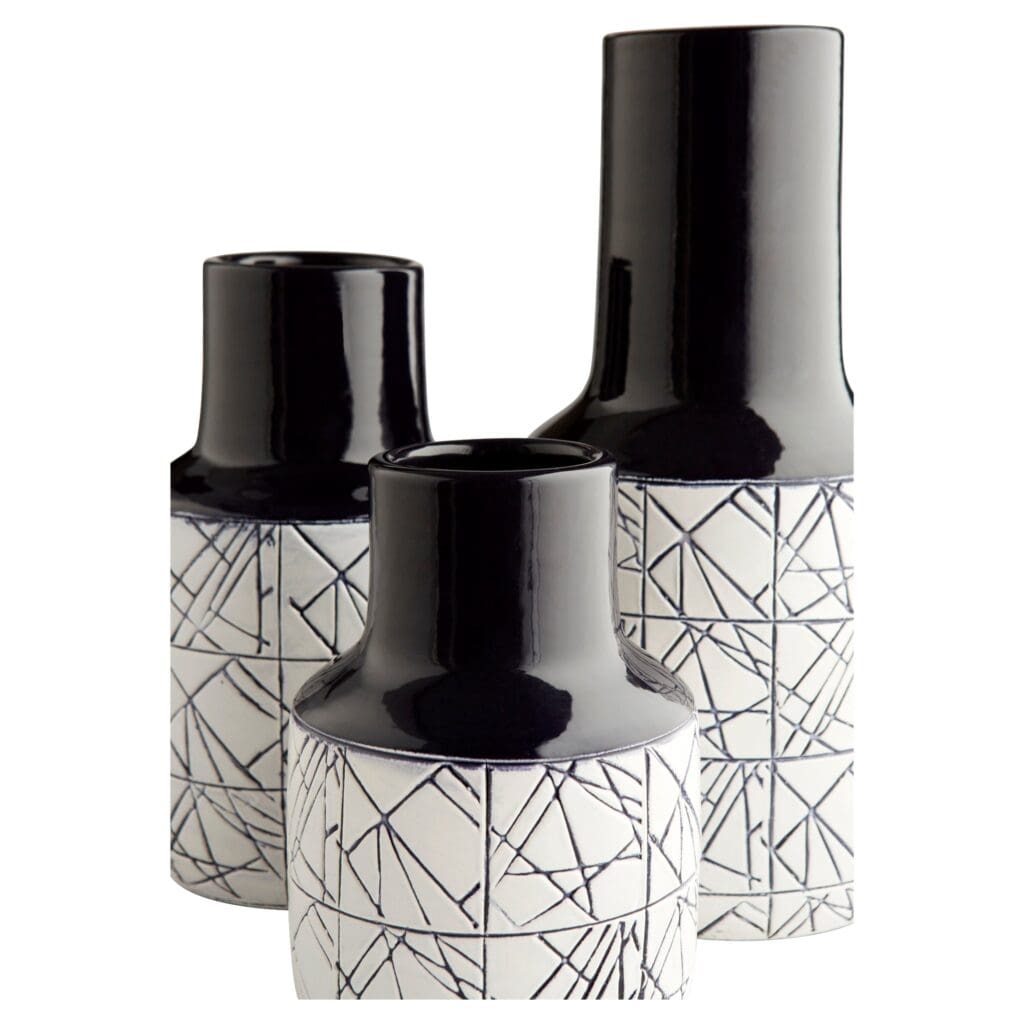 Cyan Design 11124 Dark Zenith Vase - Blue and White Ceramic Home Decor - Small Tabletop Vase for Flowers, Centerpieces & Modern Interior Design