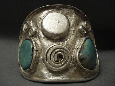110 Grams Colossal Vintage Navajo Big Bead Green Turquoise Silver Bracelet - Authentic Native American Jewelry for Women, Handmade Southwest Style Accessory - Perfect for Boho Fashion, Gift Giving & Special Occasions