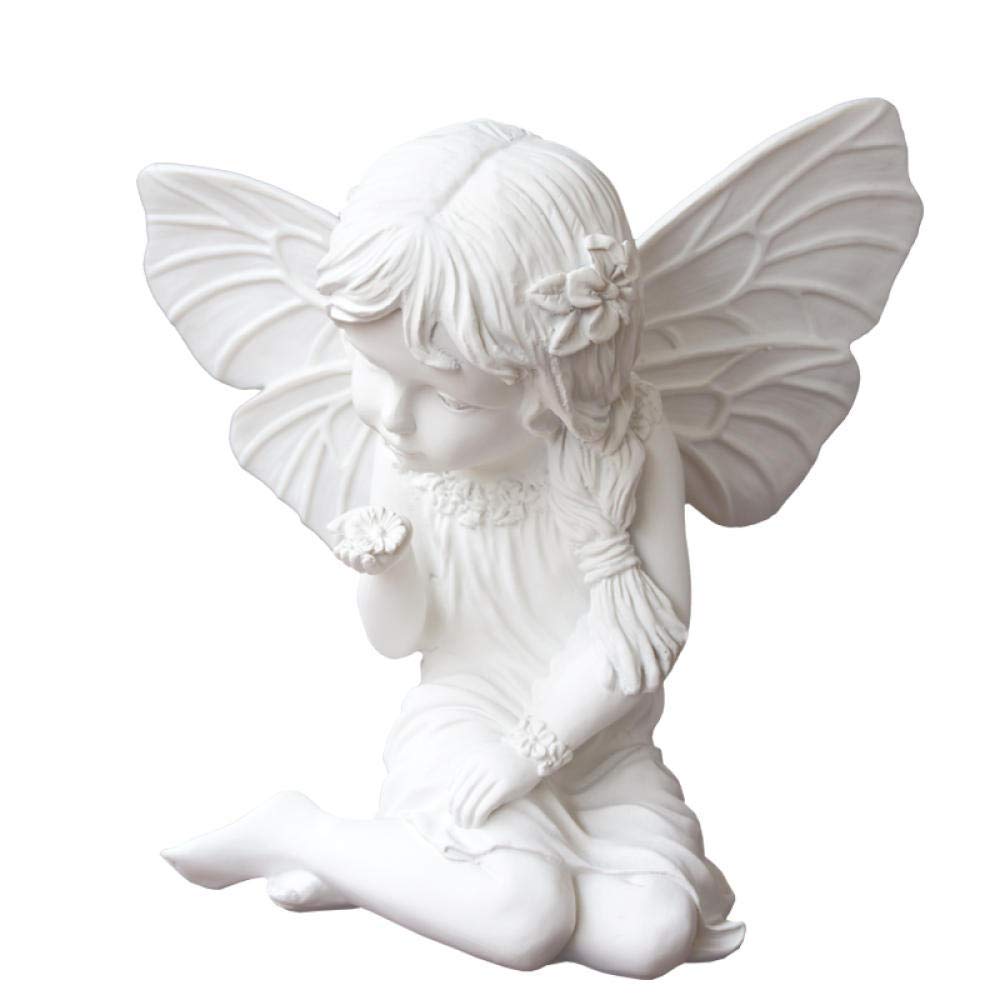 KXA Decorations Angel Plaster Statue - Handcrafted Nordic Style Girl Sculpture for Home & Office Desk Decor - Perfect for Christmas, Gift Giving & Interior Design