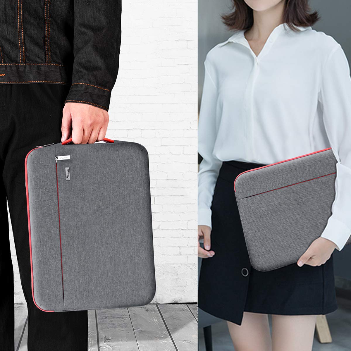 Voova 15.6-16 Inch Laptop Sleeve Case - 360° Protective Computer Bag for MacBook Pro 16 M3/M2/M1 (2023-2019), Dell XPS 15, HP, Acer & Asus - Grey with Organizer Pockets | Perfect for Work, Travel & School Commute
