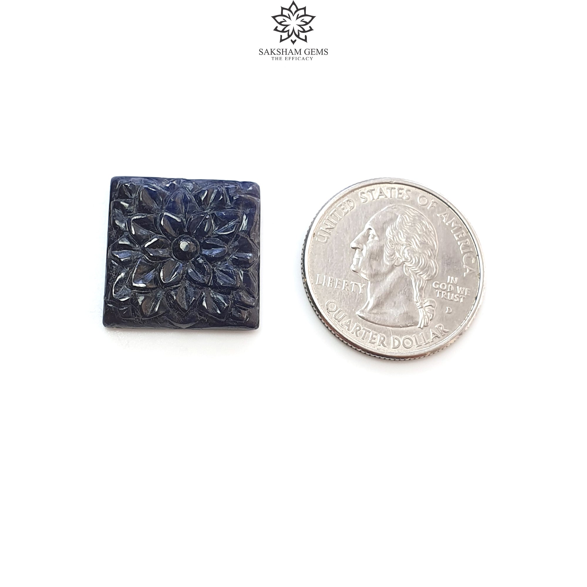 Natural Deep Blue Sapphire Gemstone Carving - 27.00cts Untreated Unheated Square Sapphire (19x27mm) for Jewelry Making, Engagement Rings & Luxury Gifts