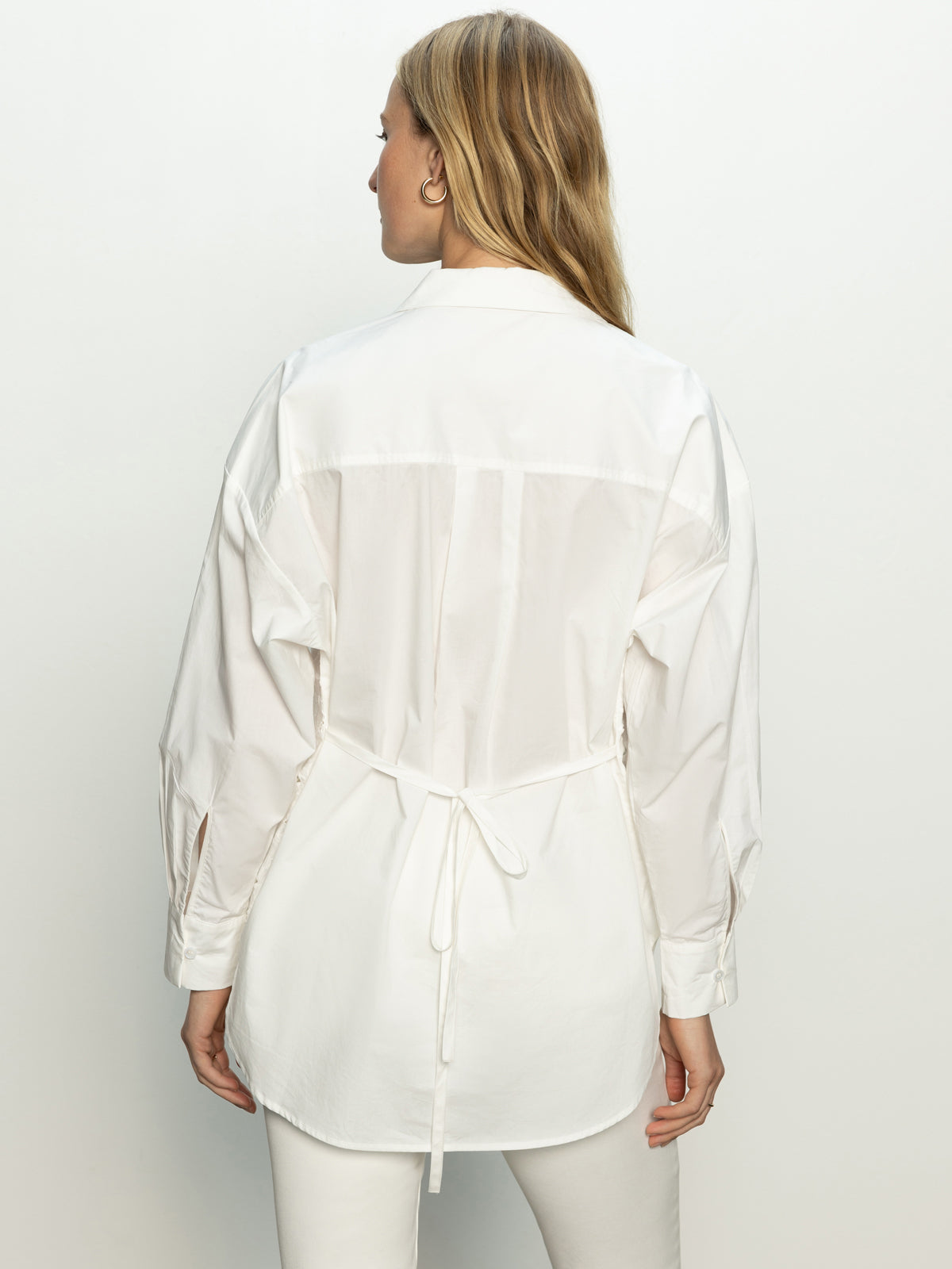 Lace Boyfriend Tie Back Shirt - White Blouse for Women | Casual & Date Night Outfits | Trendy Lace-Up Back Top for Spring & Summer