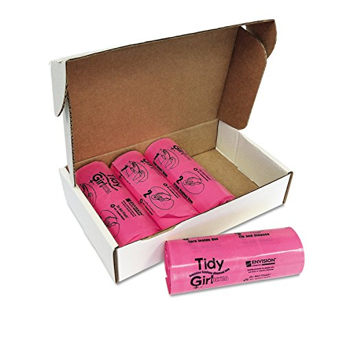 Tidy Girl TGUF Feminine Hygiene Sanitary Disposal Bags - 150 Count per Roll, Case of 4 Rolls (600 Total) | Discreet & Eco-Friendly Sanitary Waste Bags for Travel, Home, Office & Public Restrooms