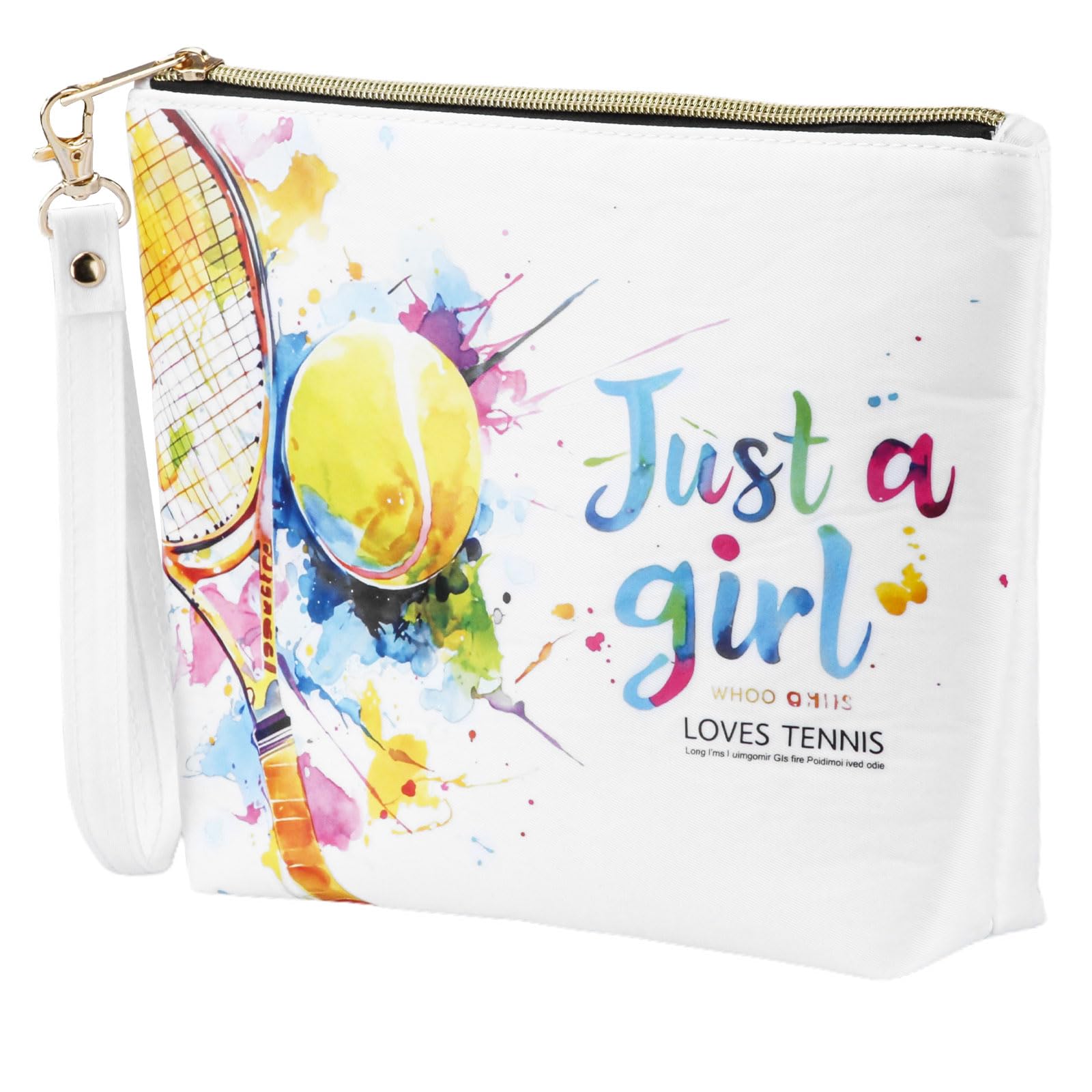 Tennis Makeup Bag - Waterproof Portable Toiletry Pouch with Zipper & Wrist Strap - Perfect Gift for Women Tennis Players & Fans - Great for Travel, Gym & Court Accessories Storage