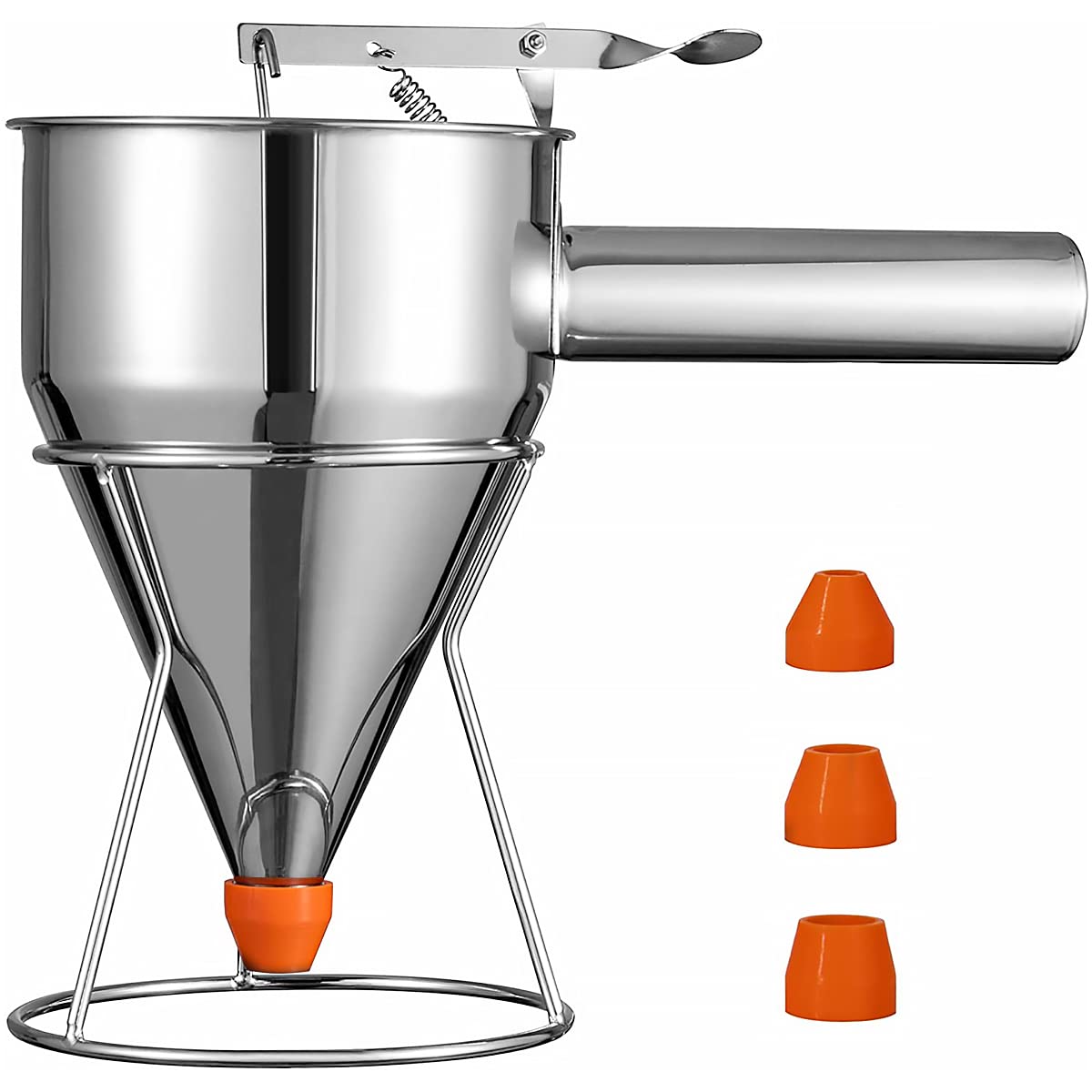 Stainless Steel Pancake Batter Dispenser - Multi-Caliber Funnel Cake Dispenser with Stand | Professional Baking Tool for Pancakes, Crepes & Waffles | Perfect for Home Kitchens, Bakeries & Breakfast Cafes