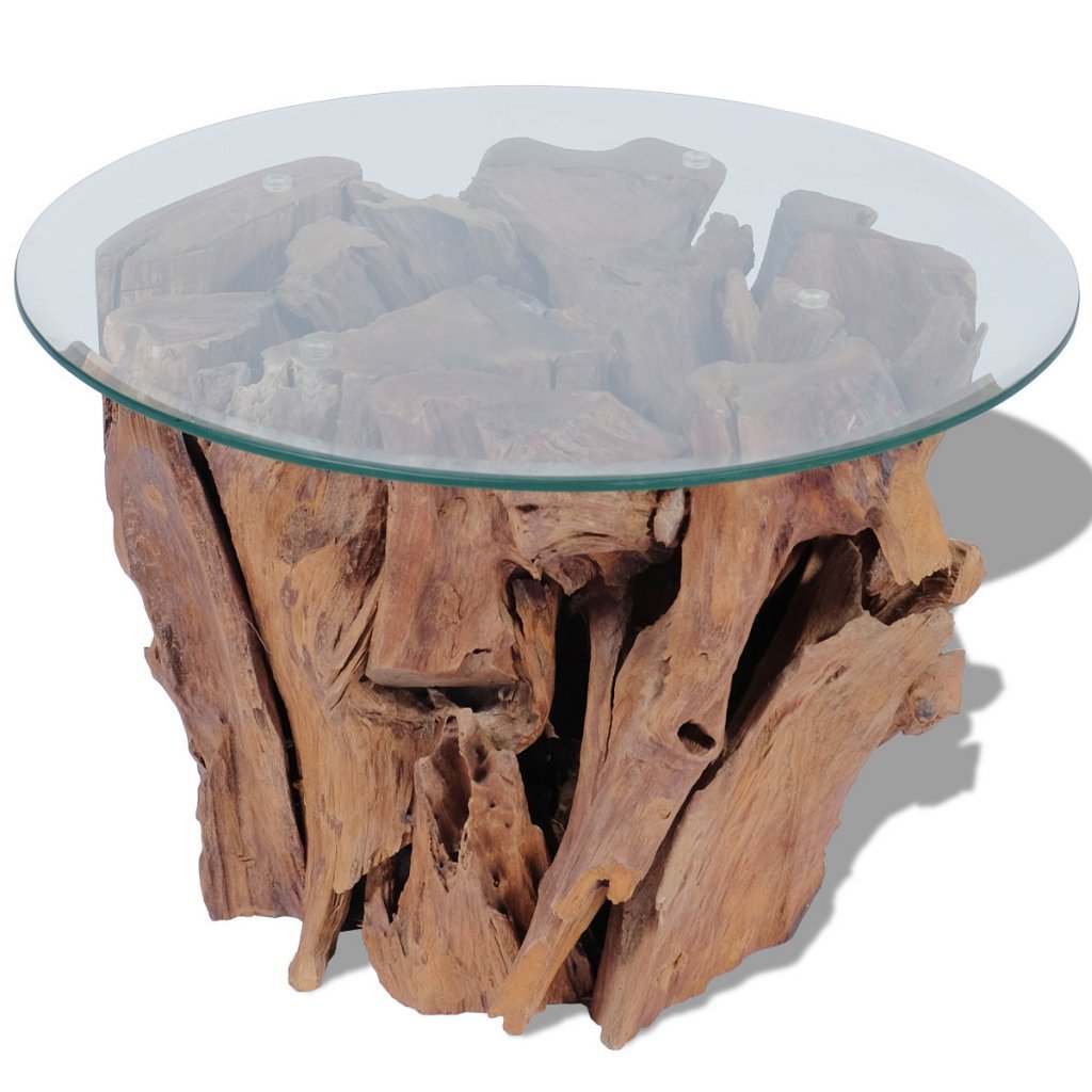 Solid Wood Round Coffee Table with Tempered Glass - Perfect for Living Room & Office