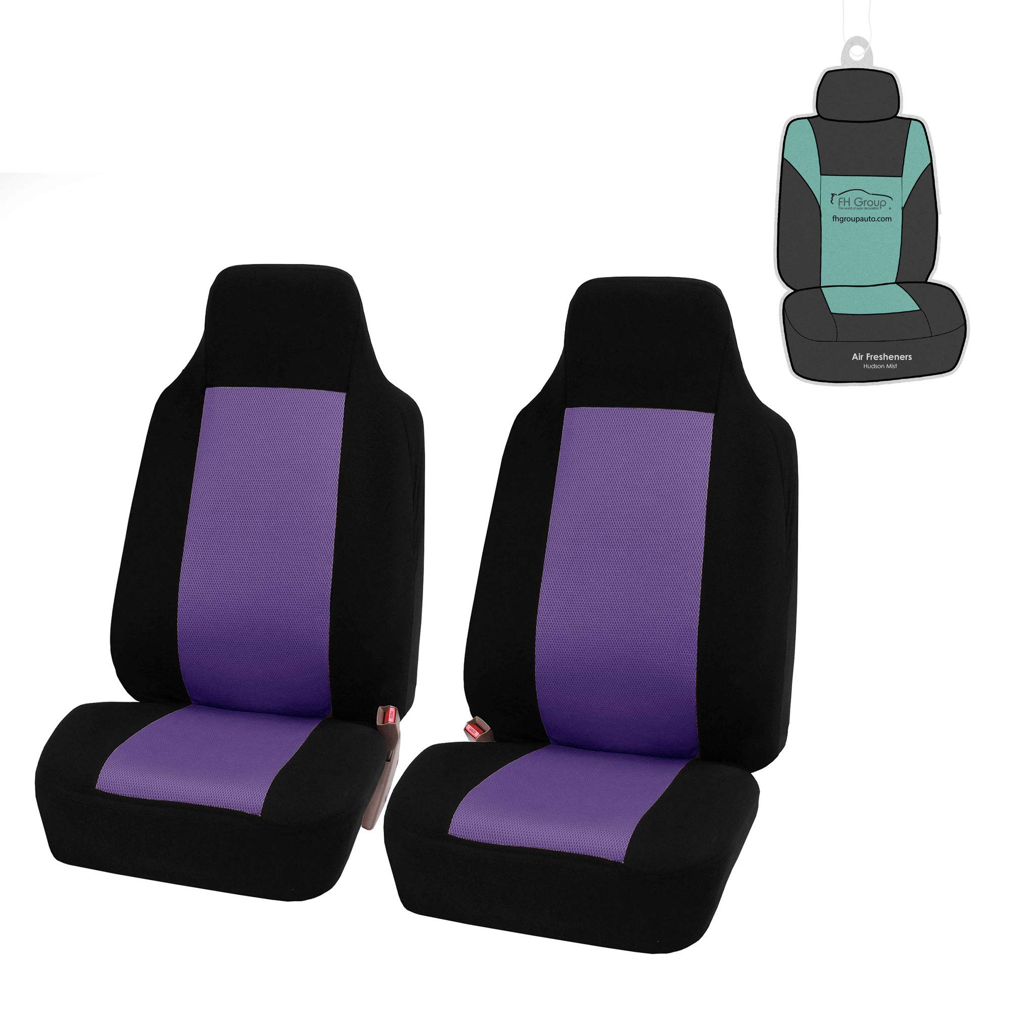 FH Group Universal High Back Cloth Car Seat Covers - Classic Purple Front Seat Set for Cars, Trucks & SUVs | Durable Interior Accessories for Comfort & Style | Perfect for Daily Commute, Road Trips & Vehicle Protection
