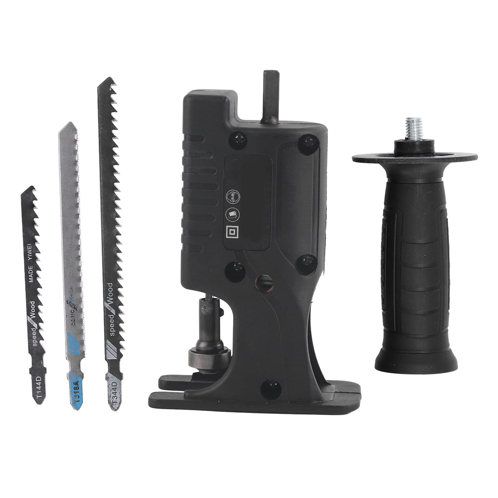 Electric Drill to Reciprocating Saw Adapter Kit - Chainsaw Conversion Attachment with Saw Blades for Wood, Metal & Plastic Pipe Cutting - Perfect for DIY Woodworking, Home Renovation & Construction Projects
