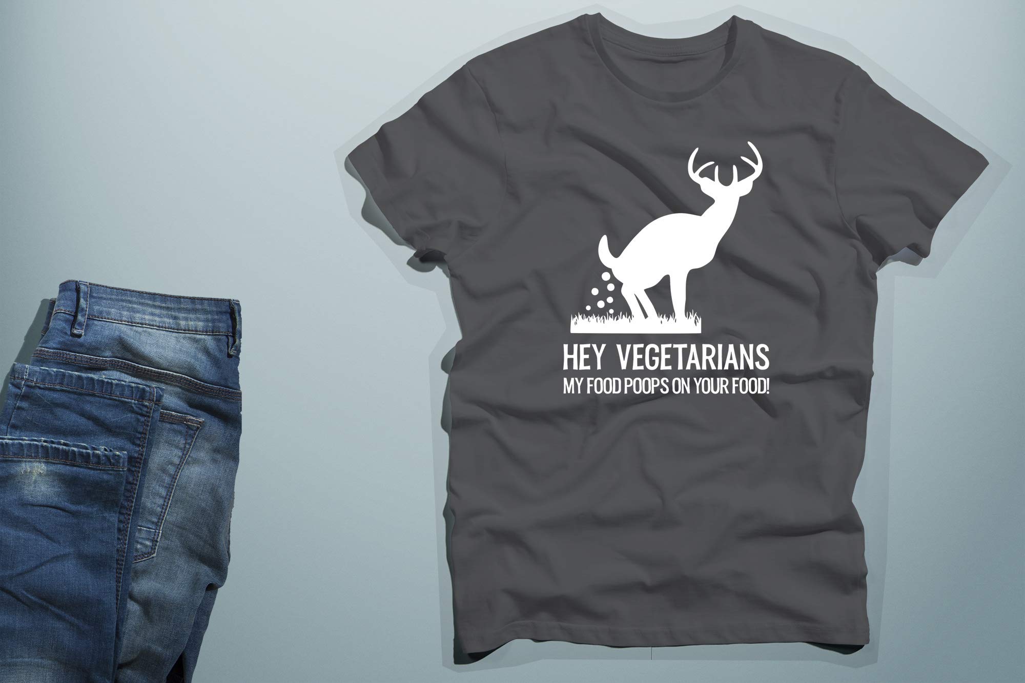 Vegetarian Sarcastic T-Shirt - Funny 'My Food Poops on Your Food' Men's Graphic Tee - Perfect for Vegan Jokes & Comedy Lovers