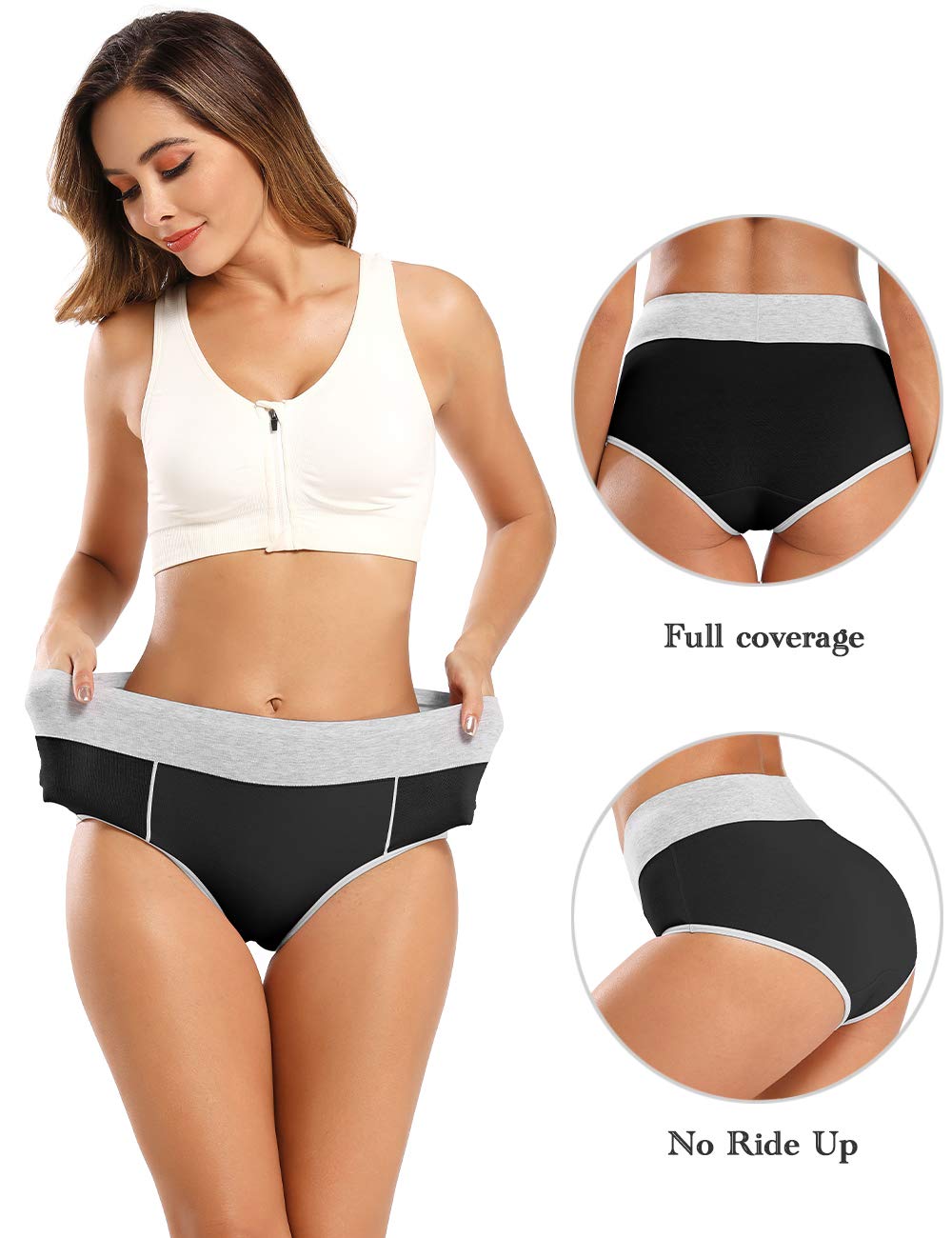 POKARLA Women's Cotton Underwear - High Waist Full Coverage Briefs - Soft & Breathable Postpartum Panties - Stretch Underpants for Comfort & Support - Perfect for Pregnancy, Maternity & Everyday Wear