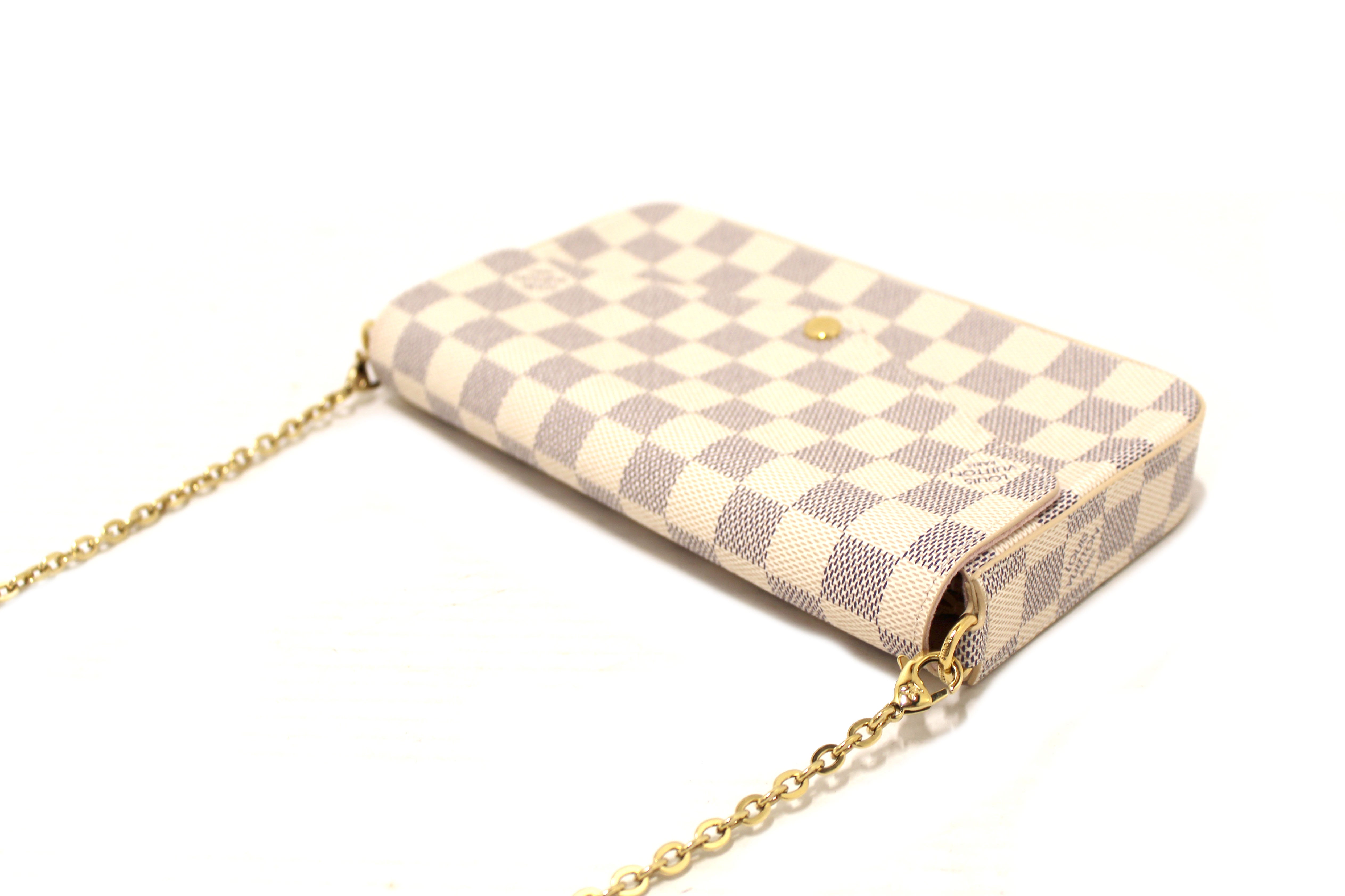 Authentic Louis Vuitton Damier Azur Felicie Pochette Crossbody Bag - Luxury Designer Handbag for Women, Perfect for Date Night & Evening Events
