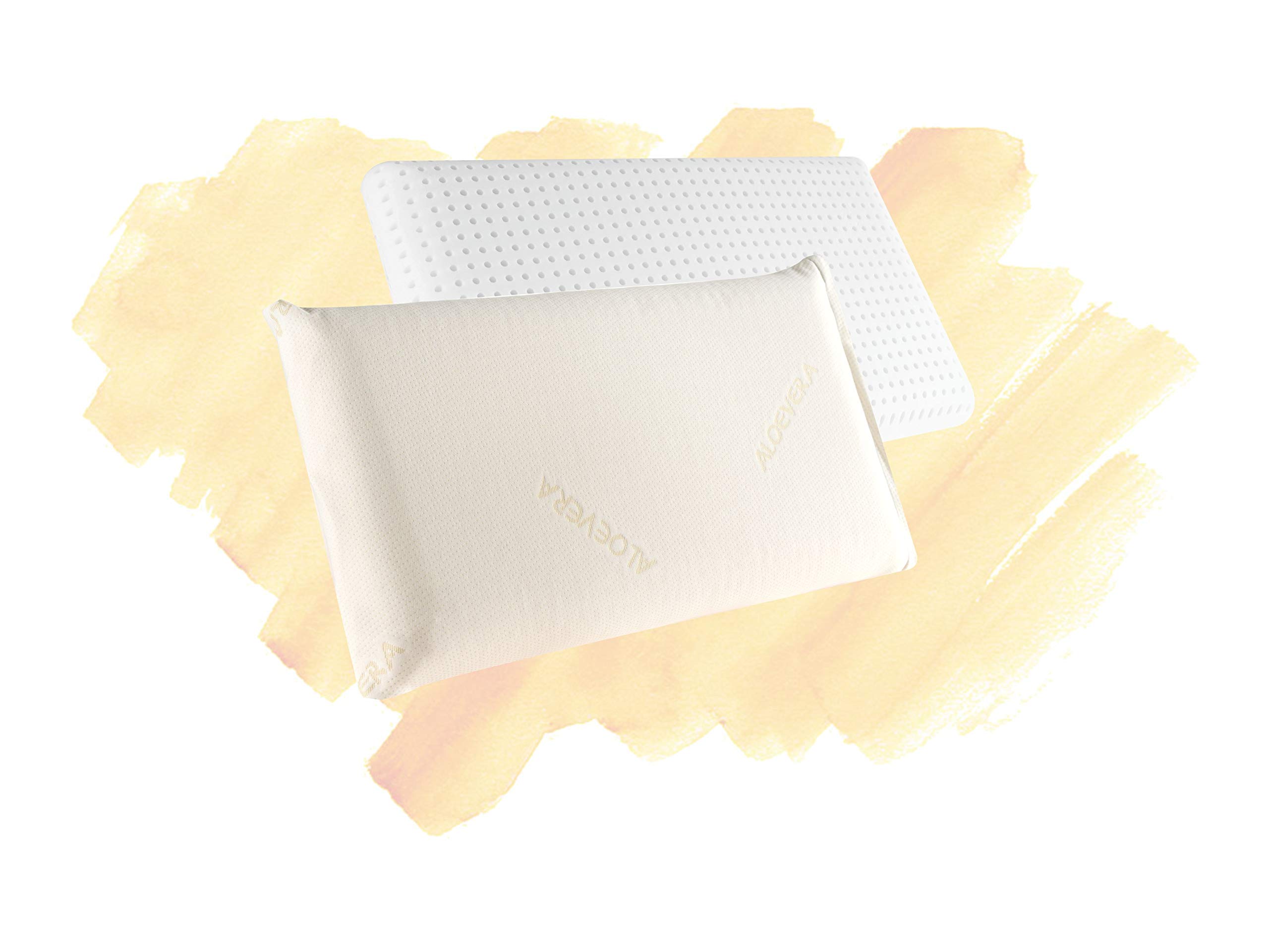 Aloe Vera Memory Foam Pillow 2-Pack - Orthopedic Neck Support Pillow for Side, Back & Stomach Sleepers - Hypoallergenic & Washable Cover - Pain Relief Sleeping Pillow for Better Sleep - Perfect for Home, Office & Travel Use