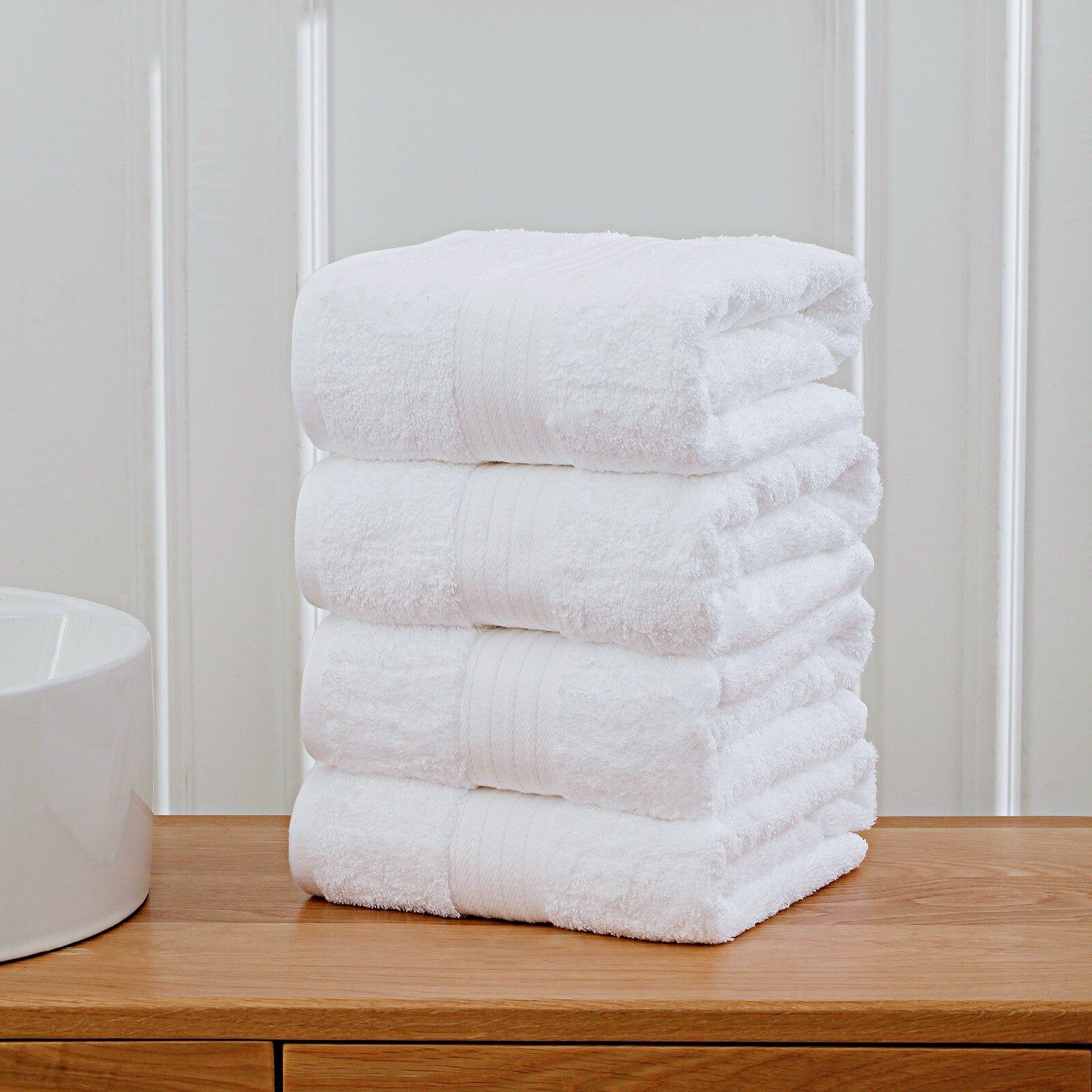Premium 4-Piece Cotton Bath Towel Set - Soft, Absorbent & Quick-Drying - White Luxury Towels for Bathroom, Spa & Beach - Linenland Collection